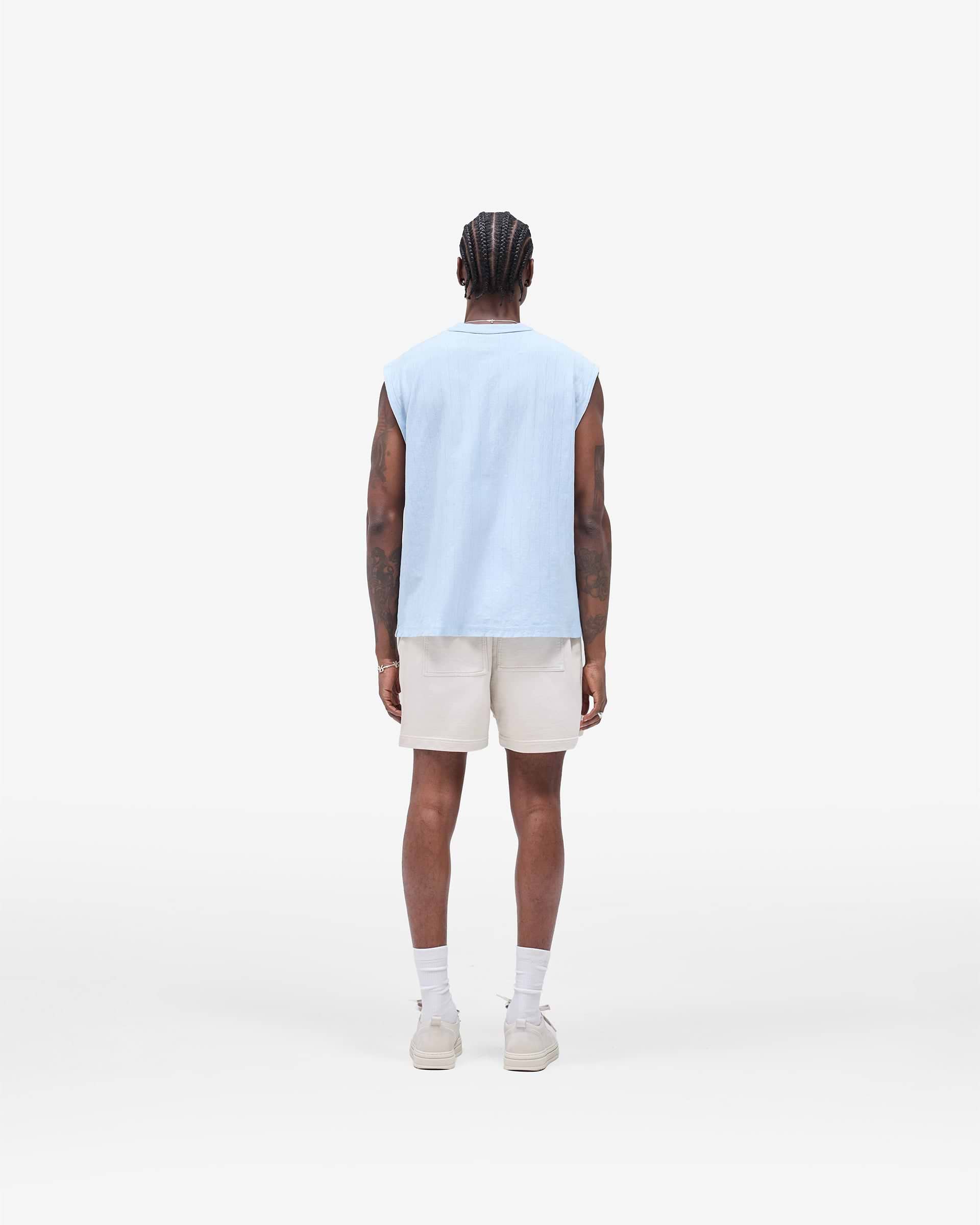 Slub Script Tank - Ice Blue
