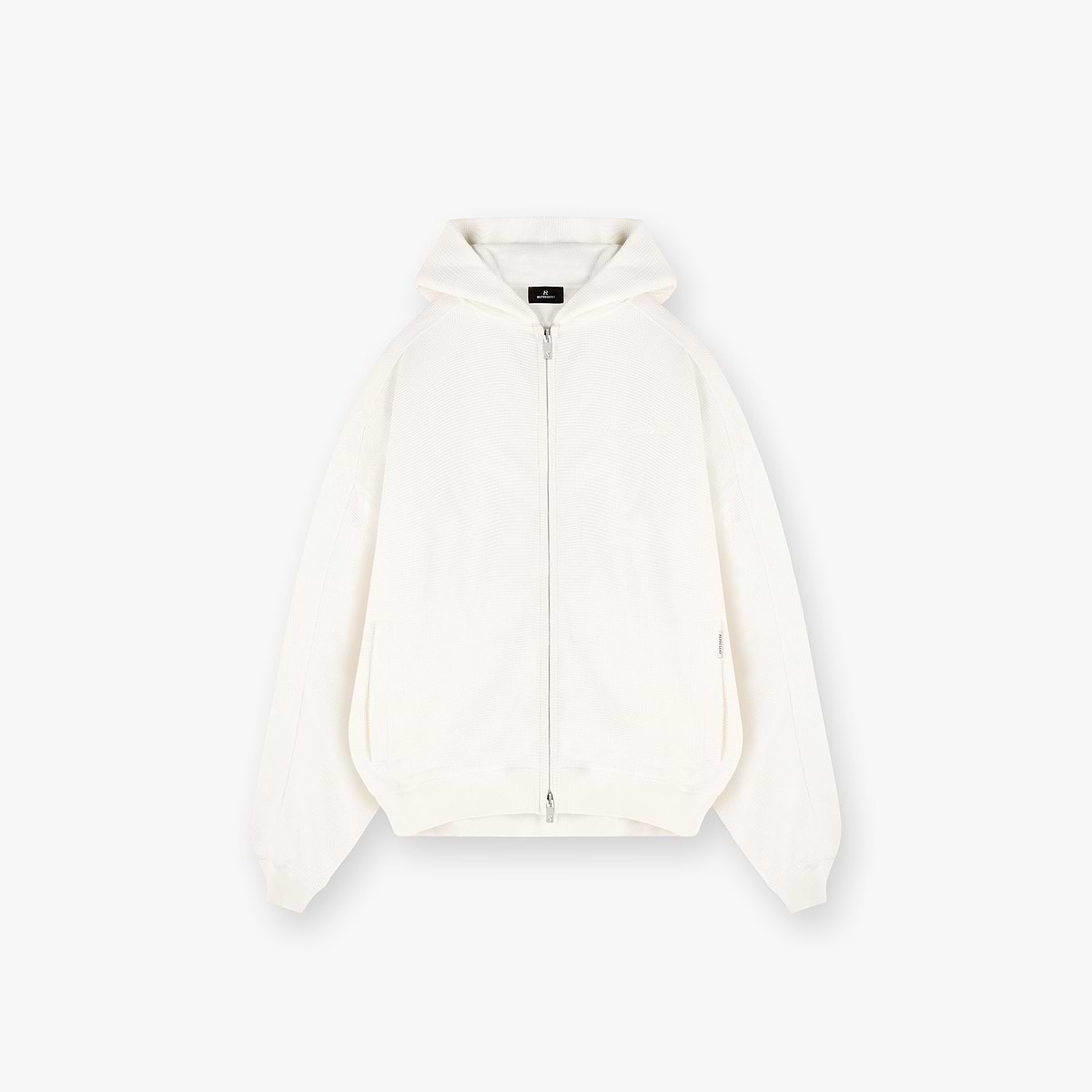 Waffle Zip Through Hoodie - Flat White