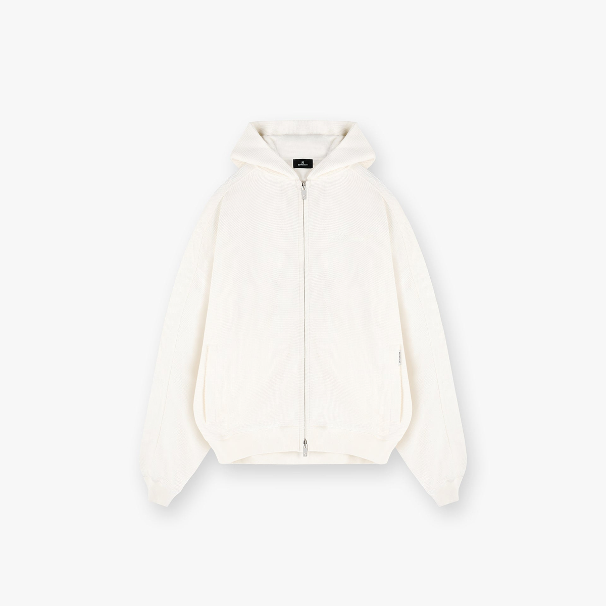 Waffle Zip Through Hoodie - Flat White