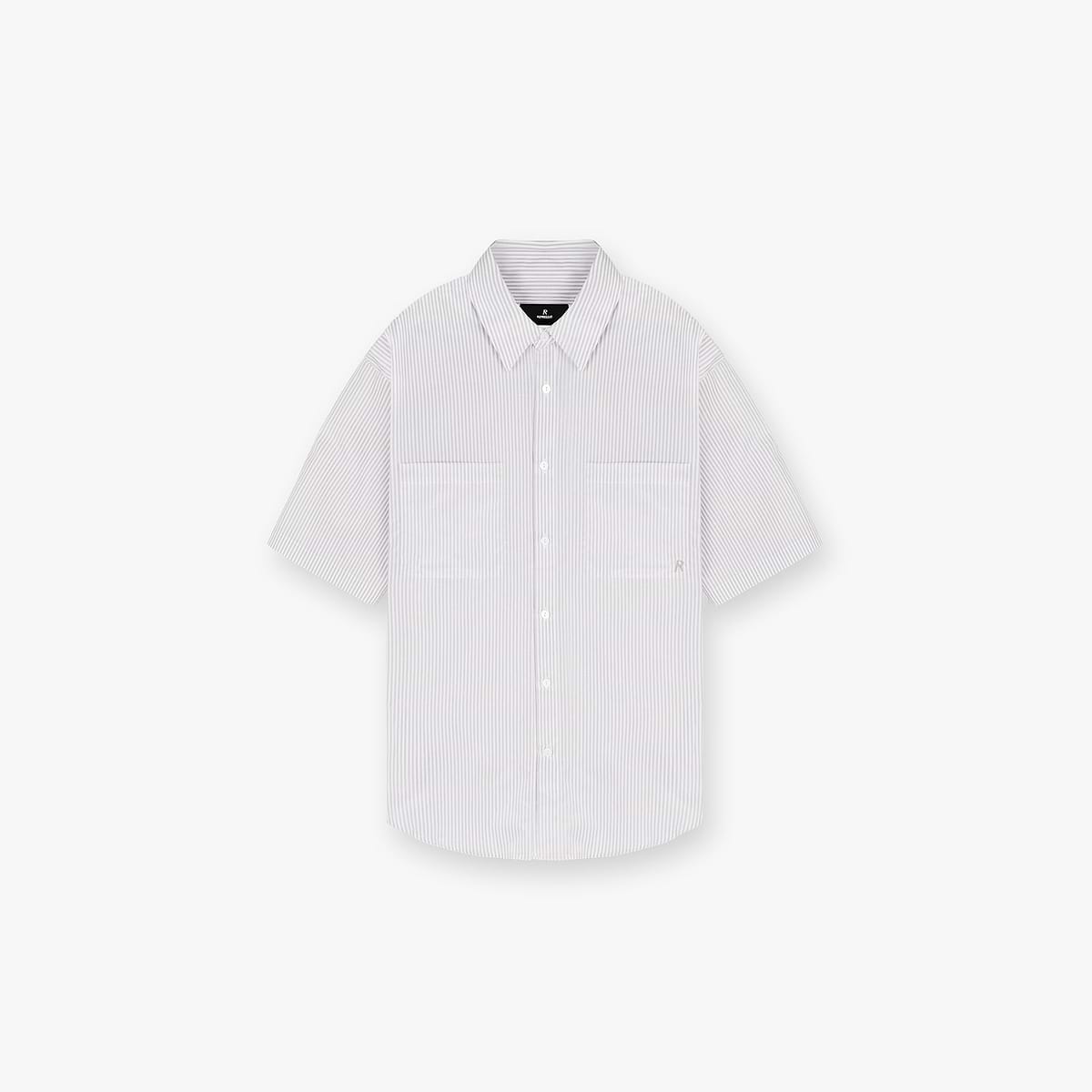 Short Sleeve Pinstripe Shirt - Grey