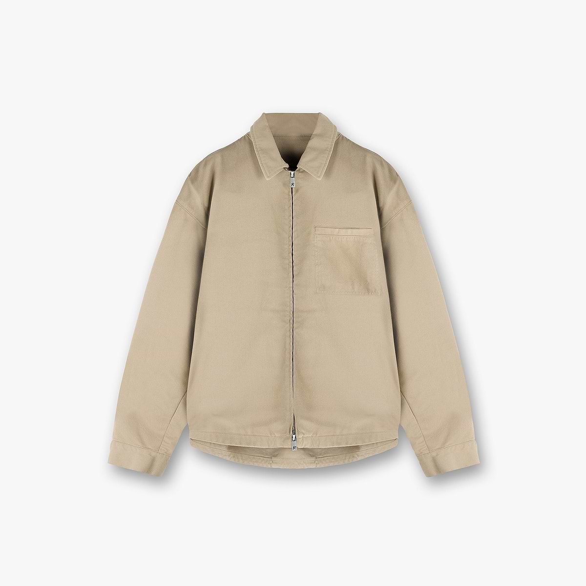Cotton Zip Through Shirt - Beige