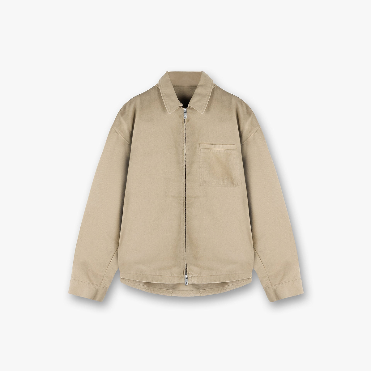 Cotton Zip Through Shirt - Beige