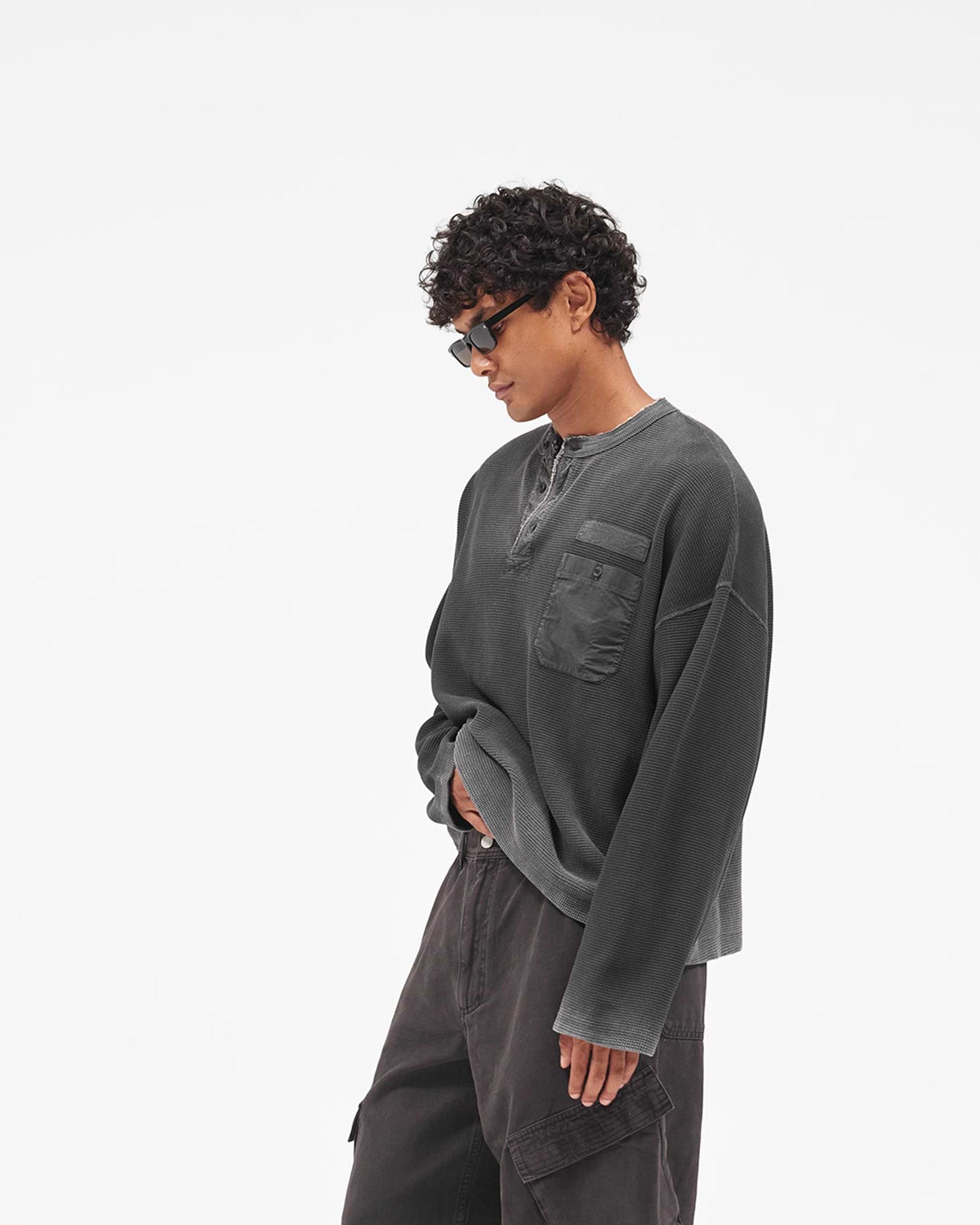 Heavyweight Henley Sweater - Vintage Black