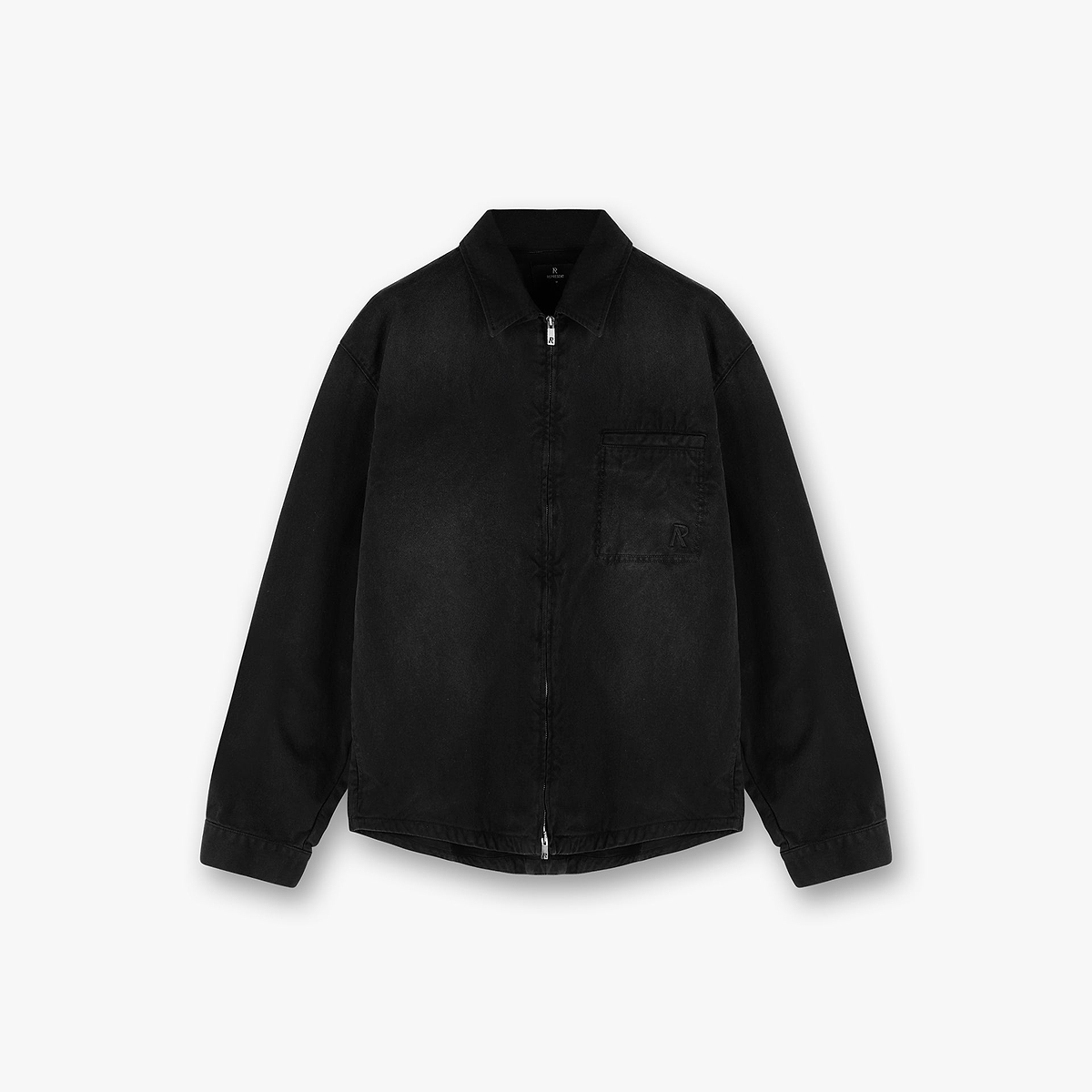 Cotton Zip Through Shirt - Black