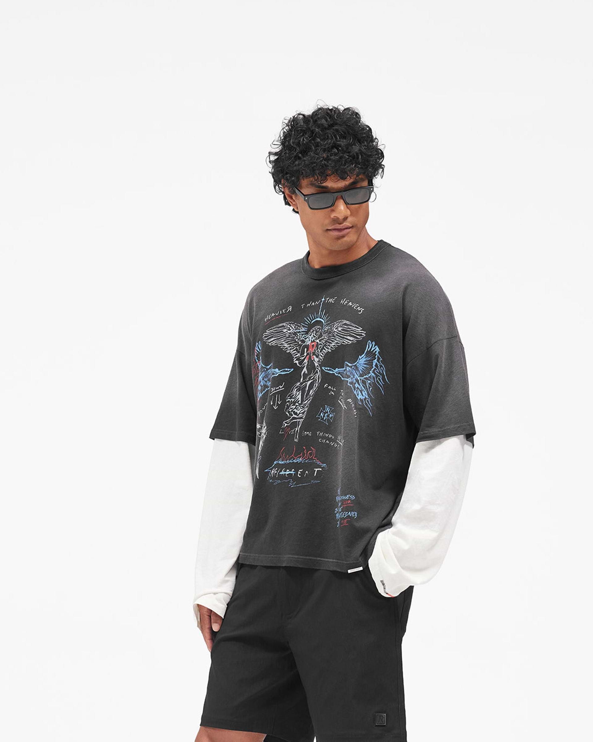 Heavier Than The Heavens Long Sleeve T-Shirt - Washed Black