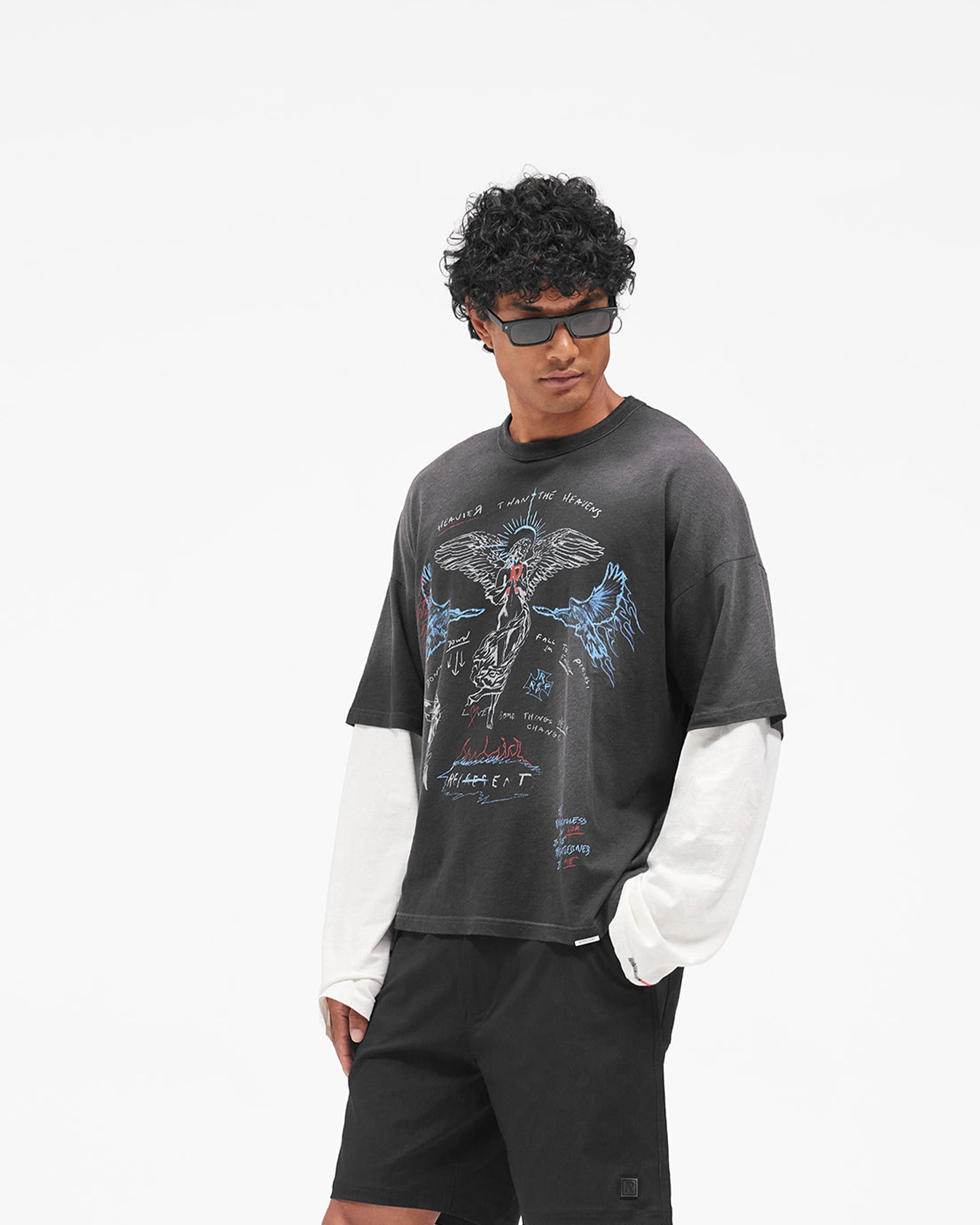 Heavier Than The Heavens Long Sleeve T-Shirt - Washed Black