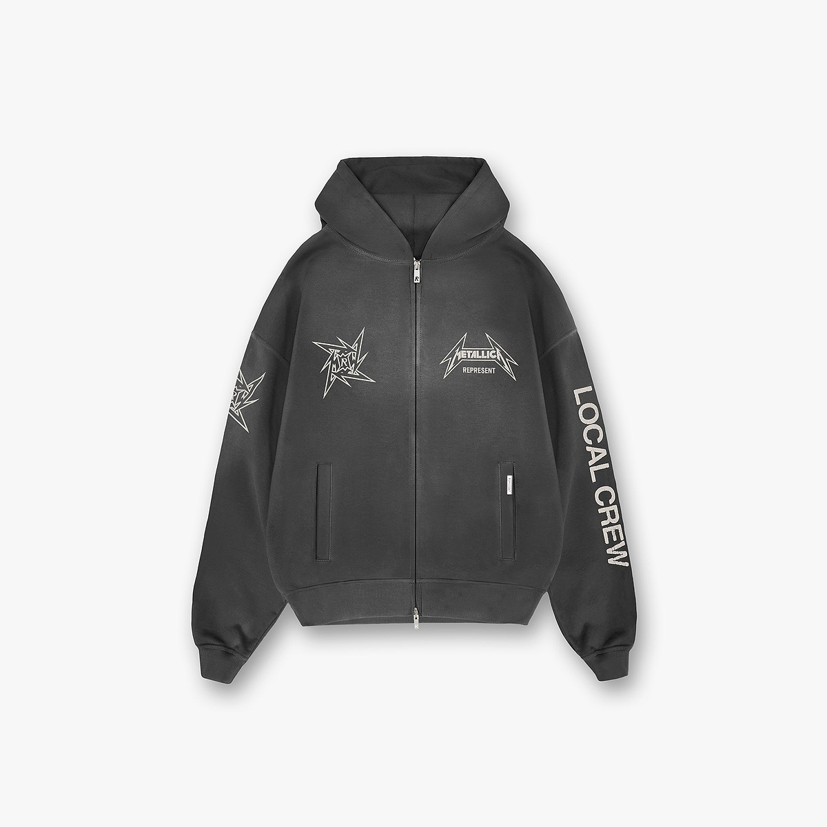 Represent X Metallica Local Crew Zip Hoodie - Stained Black