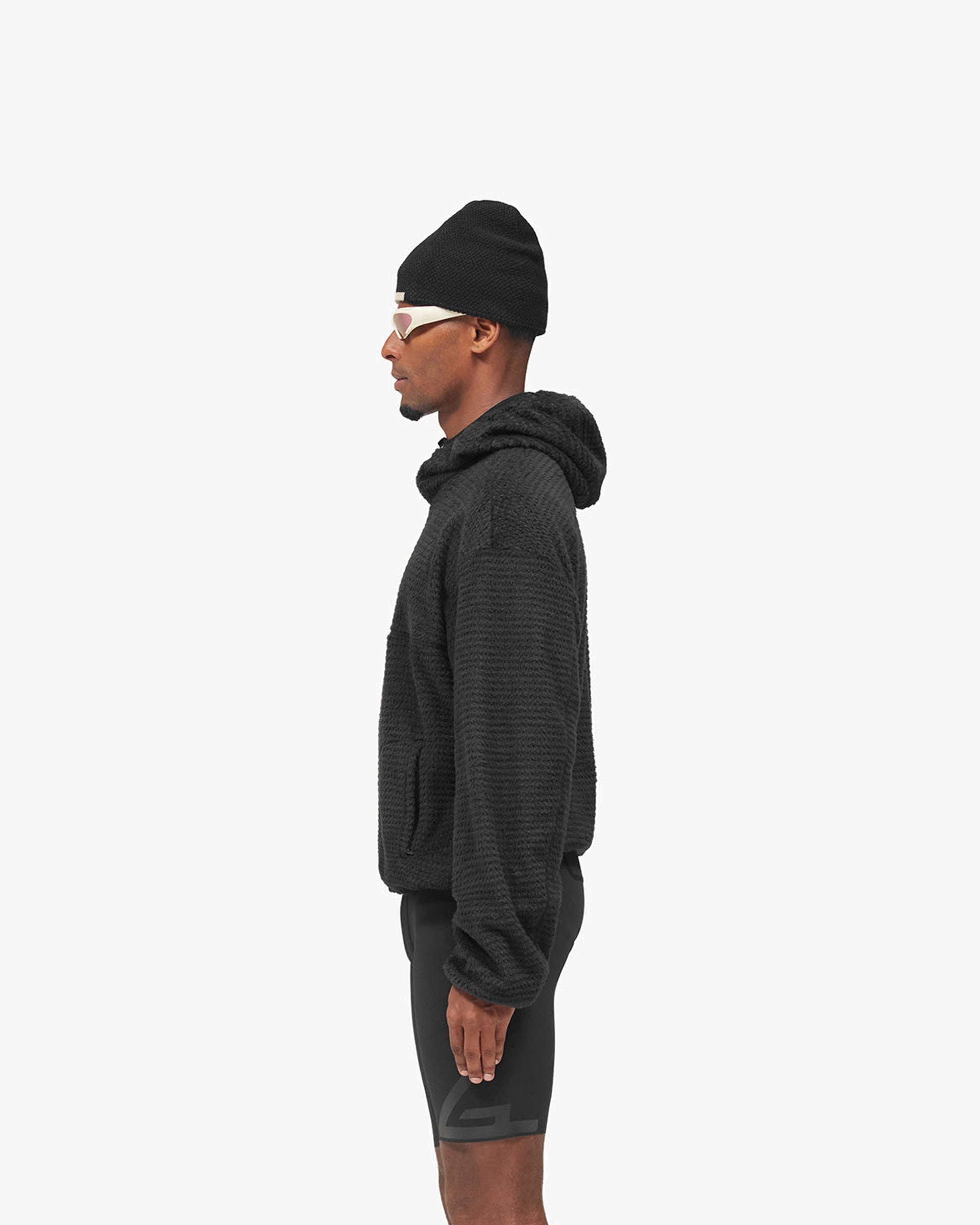 247 Alpha™ Hoodie - Jet Black - Cropped Model - Side