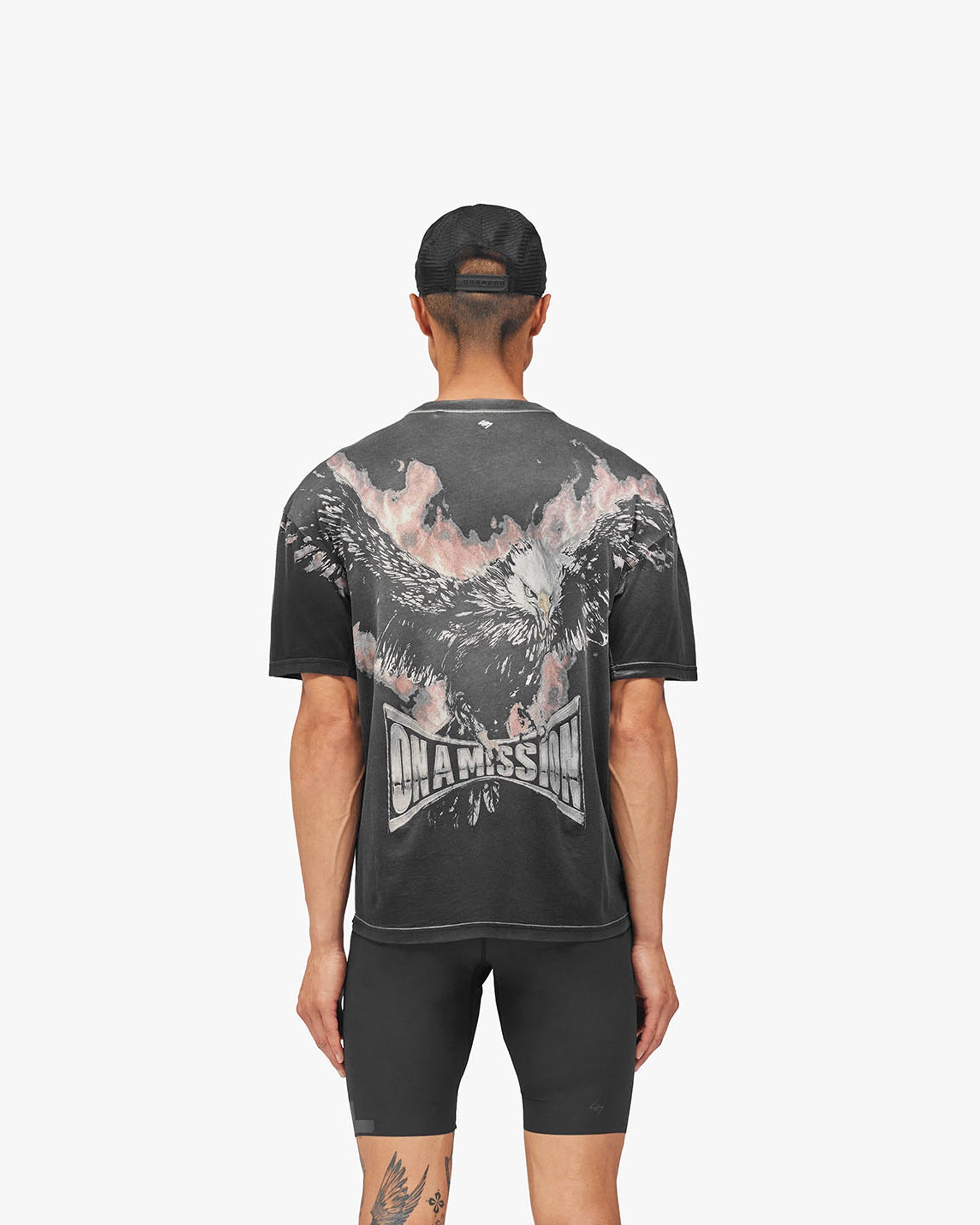 247 Ignite Oversized T-Shirt - Vintage Black - Cropped Model - Back