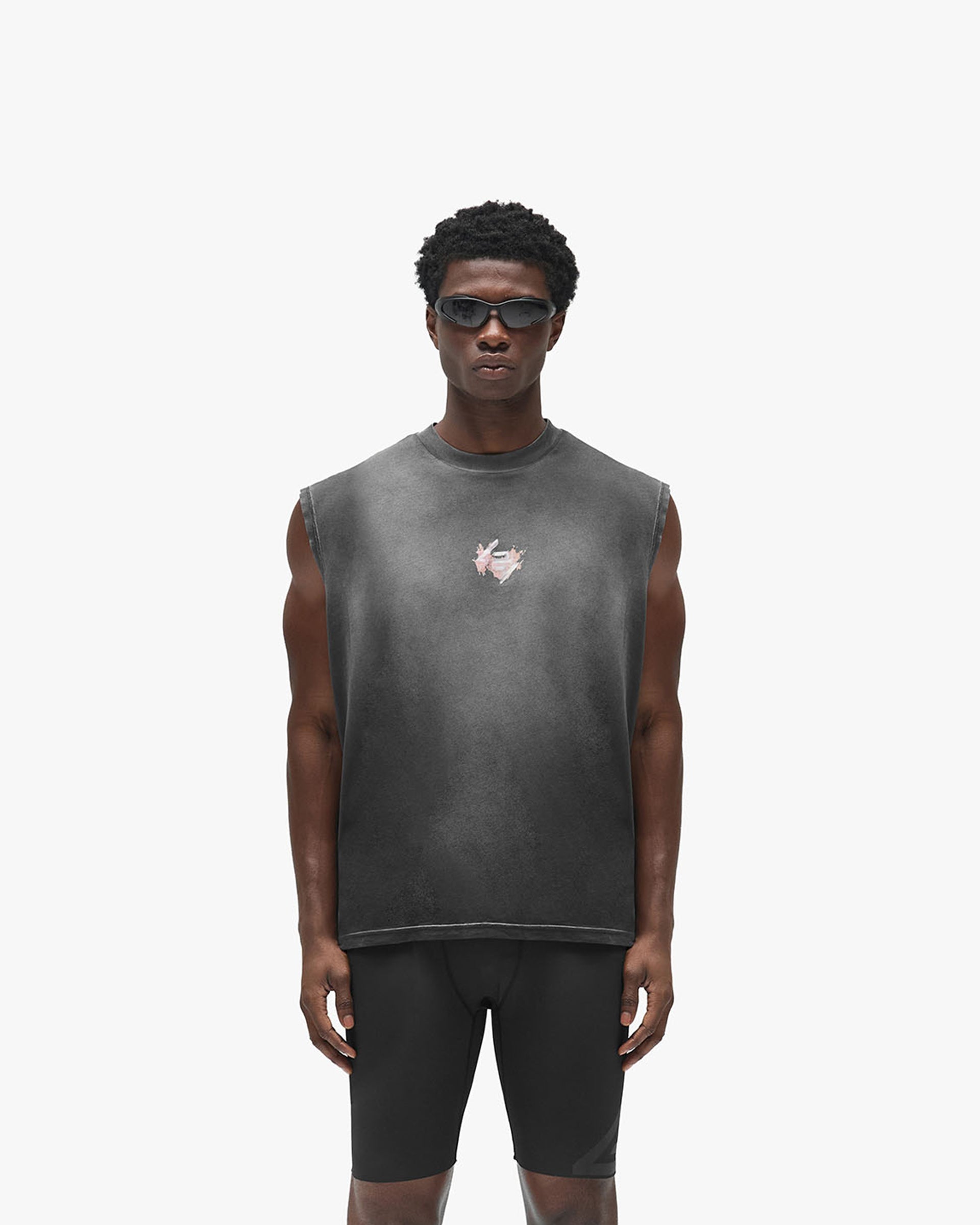 247 Ignite Oversized Tank - Vintage Black - Cropped Model - Front