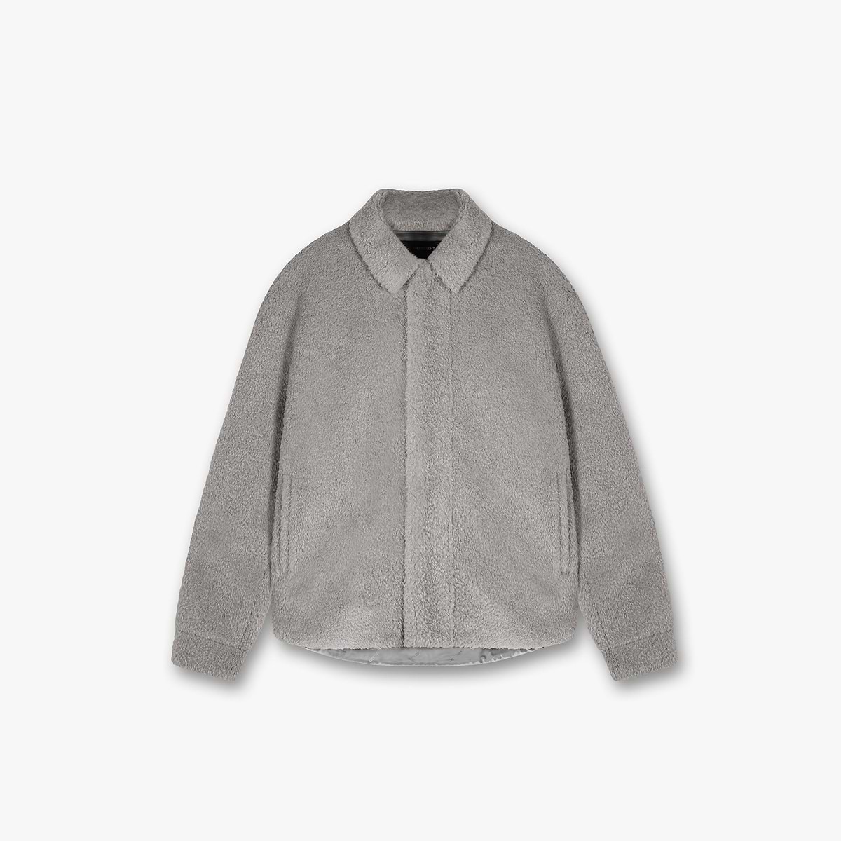 Shearling Scoop Hem Shirt - Ice Grey