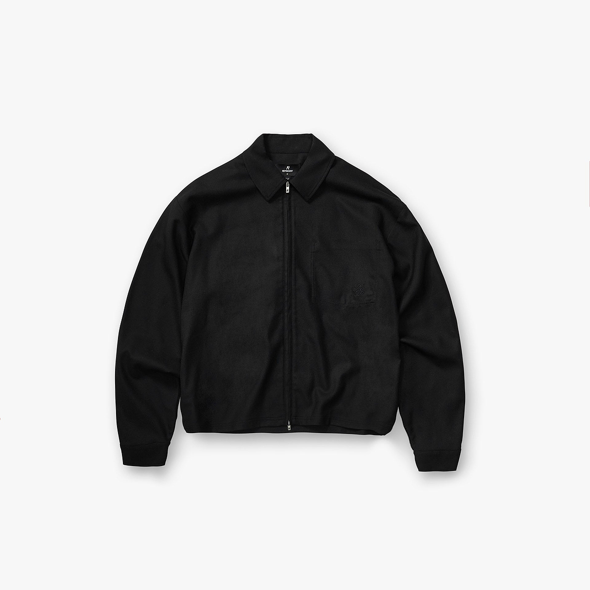 Zip Up Wool Overshirt - Jet Black