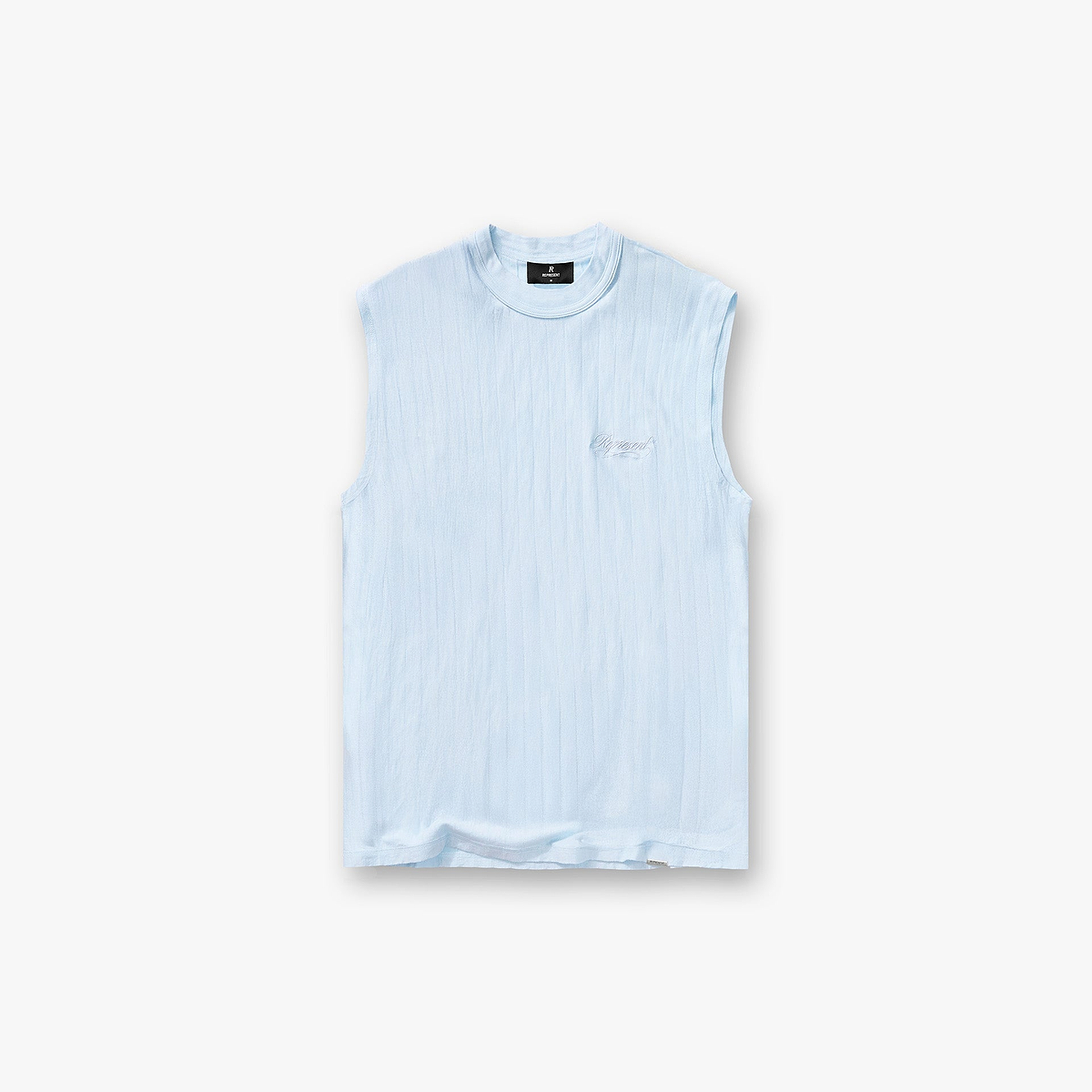 Slub Script Tank - Ice Blue
