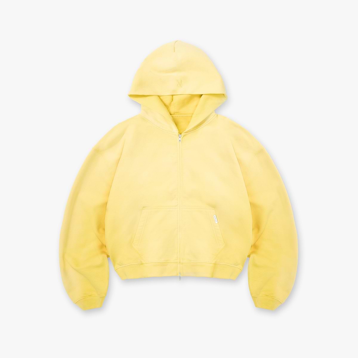 Initial Boxy Zip Through Hoodie - Canary Yellow