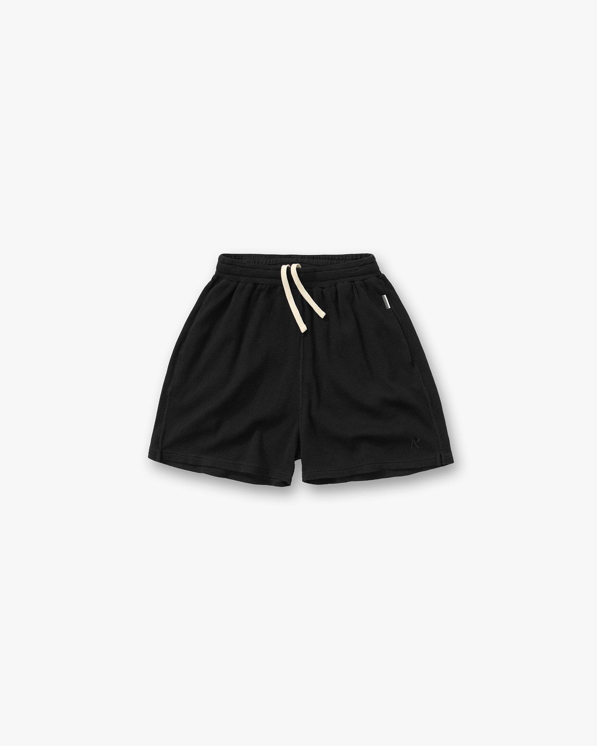 Initial Waffle Shorts - Jet Black