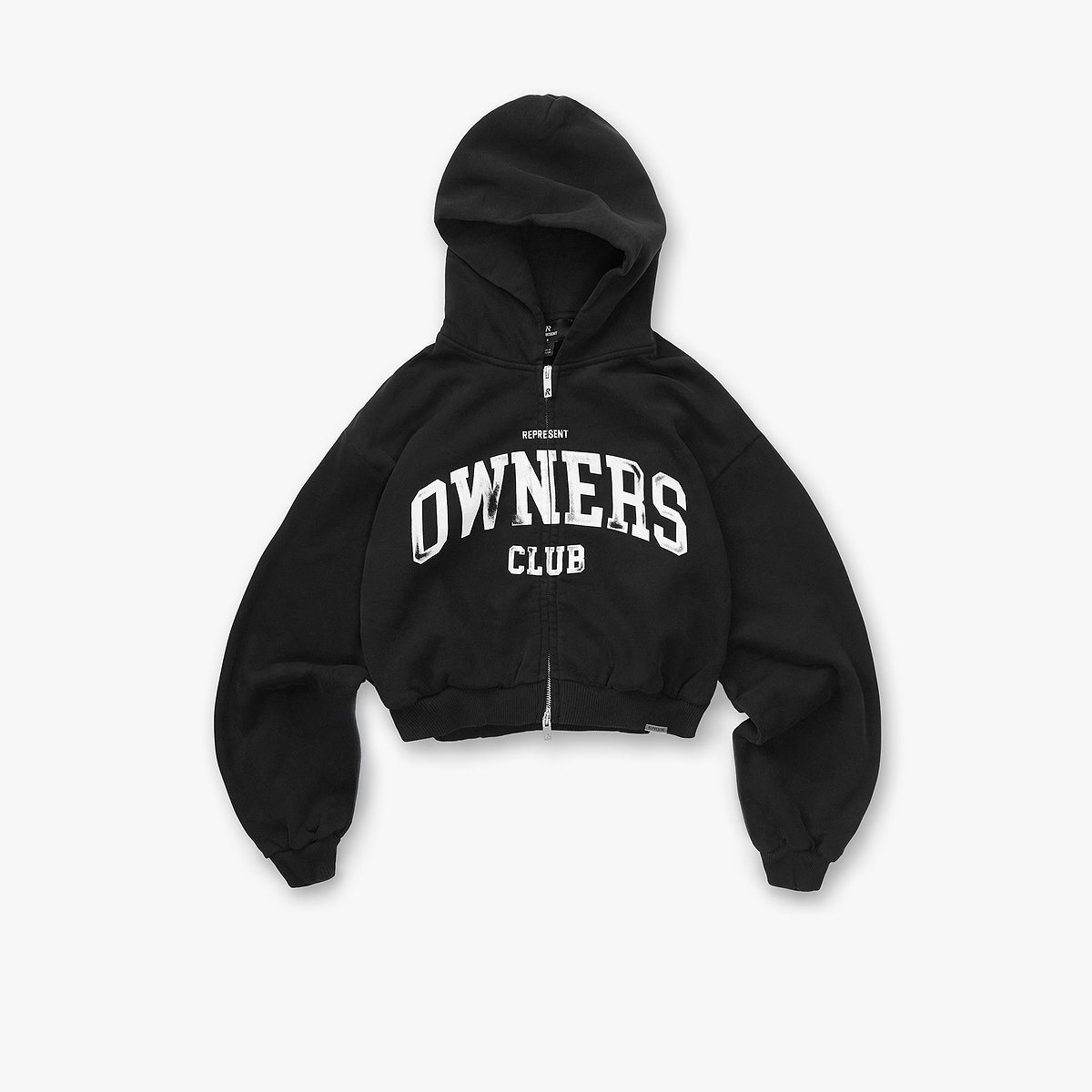 Represent Owners Club Zip Through Hoodie - Jet Black