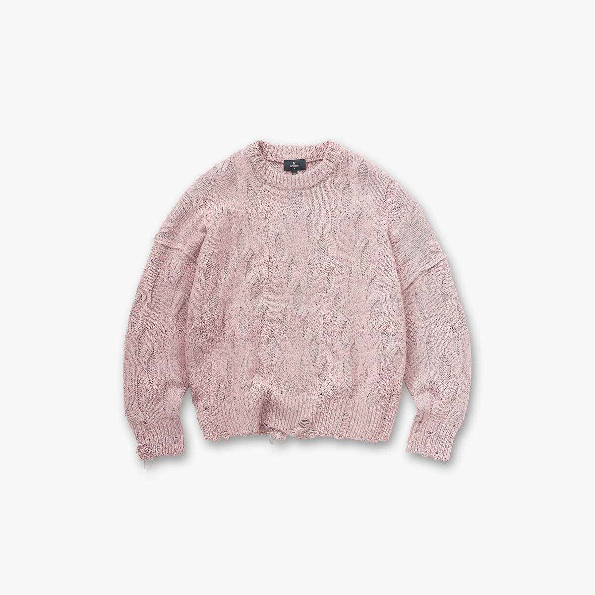 Distress Knit Sweater - Washed Pink