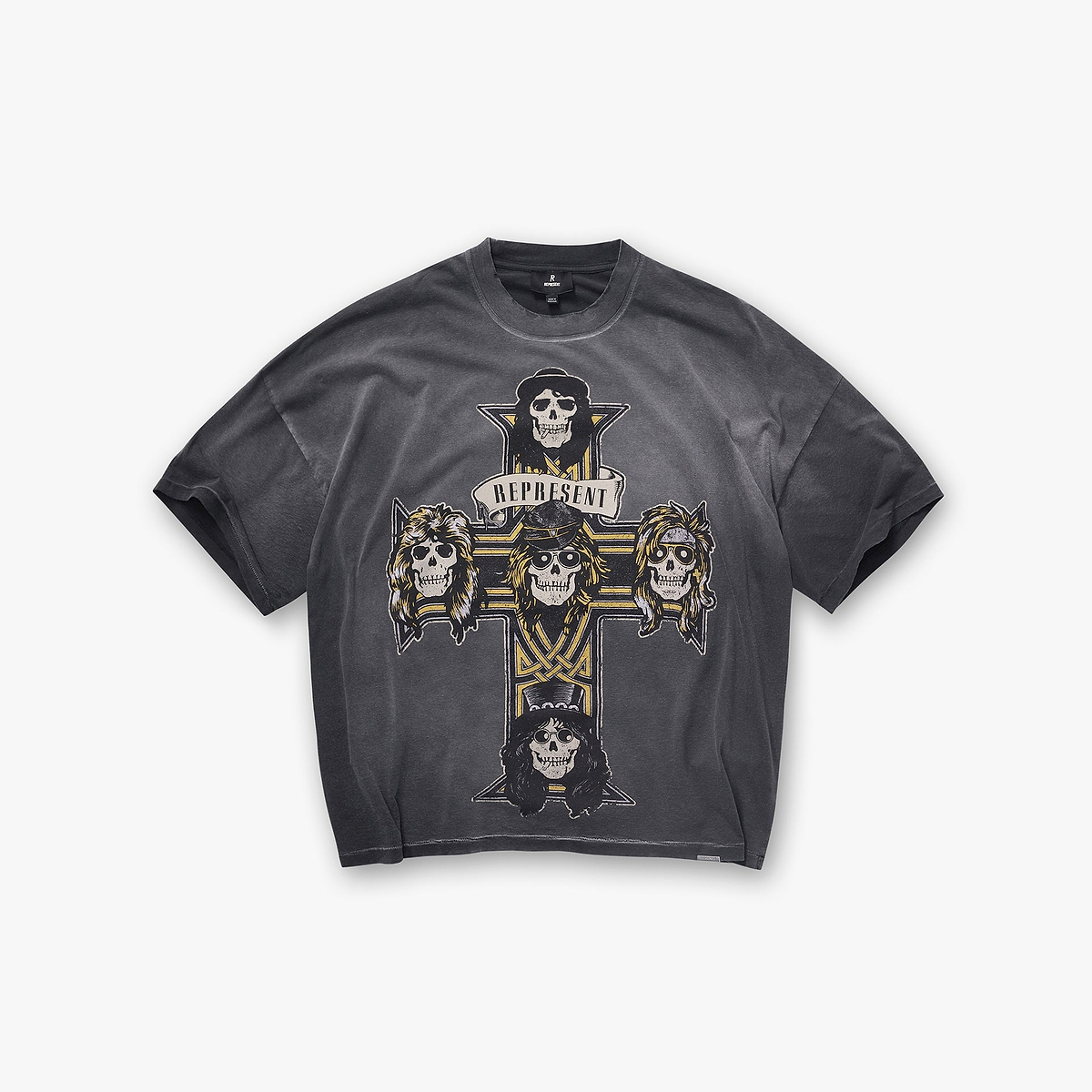 Represent X Guns N' Roses Cross T-Shirt - Stained Black