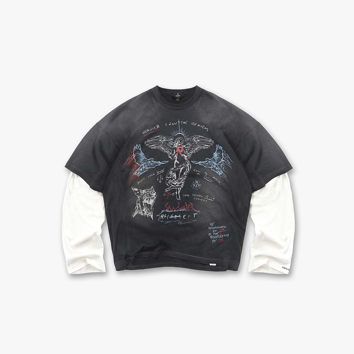 Heavier Than The Heavens Long Sleeve T-Shirt - Washed Black