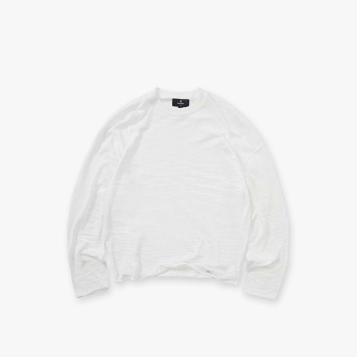 Long Sleeve Slub Knit T-Shirt - Flat White