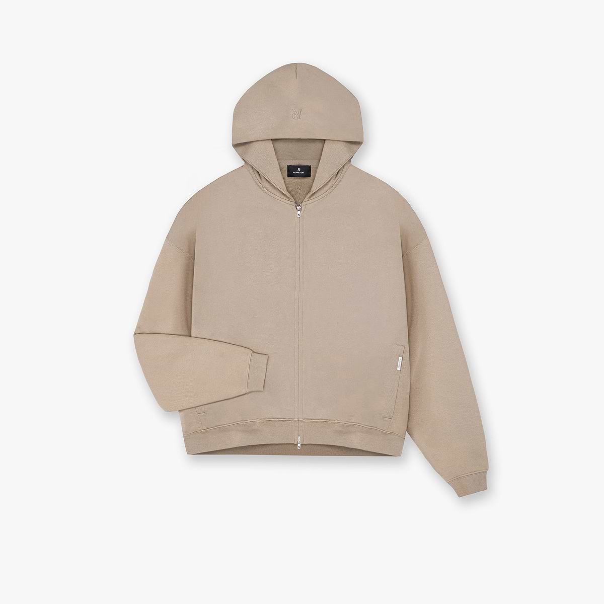 Initial Boxy Zip Through Hoodie - Dune