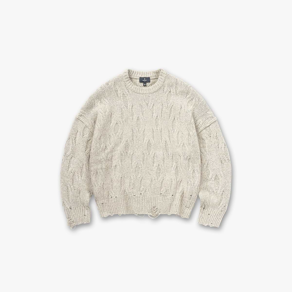 Distress Knit Sweater - Taupe