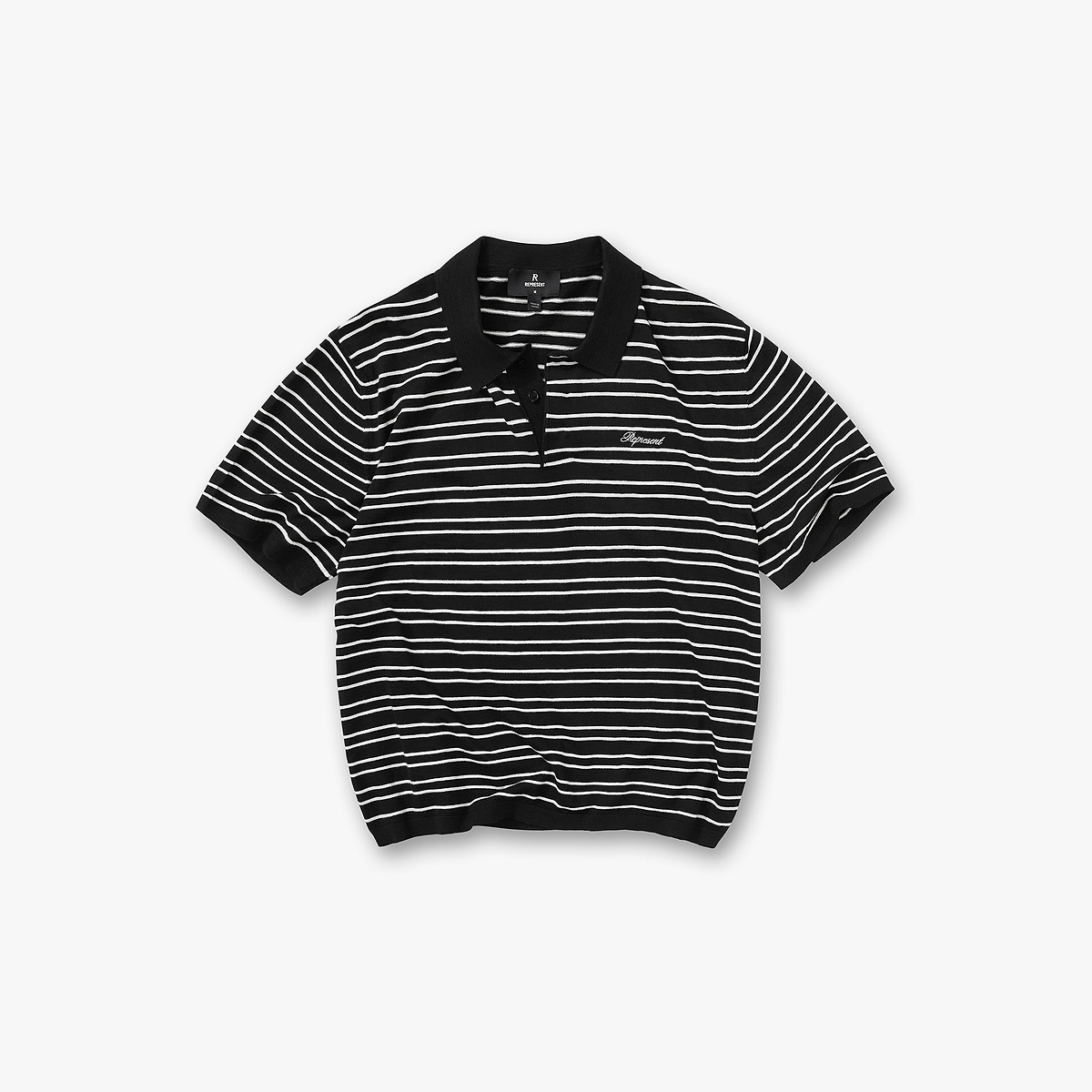 California Striped Knitted Polo - Jet Black