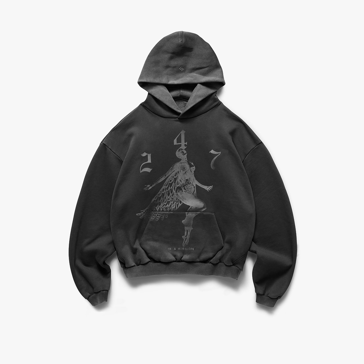 247 Fallen Angel Graphic Hoodie - Vintage Black