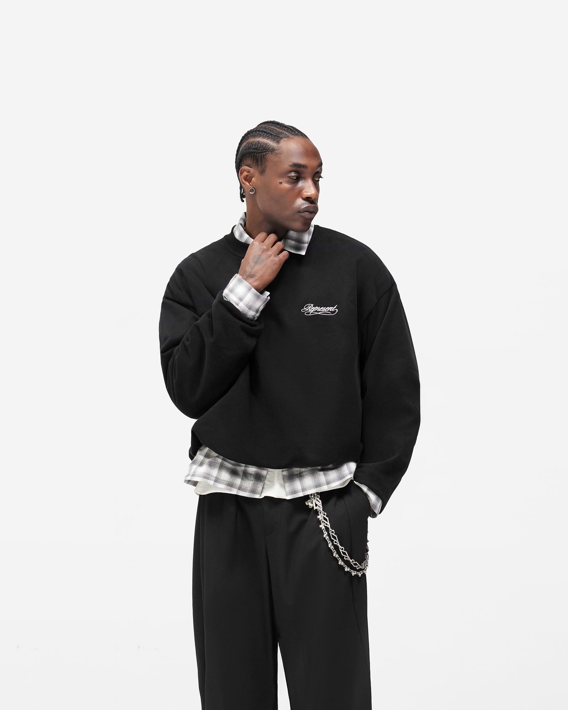 Dual Layer Script Sweater - Jet Black
