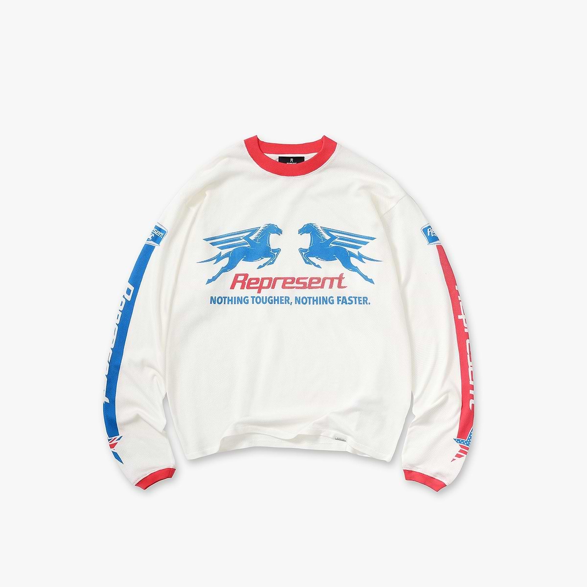 Mesh Pegasus Long Sleeve T-Shirt - Flat White