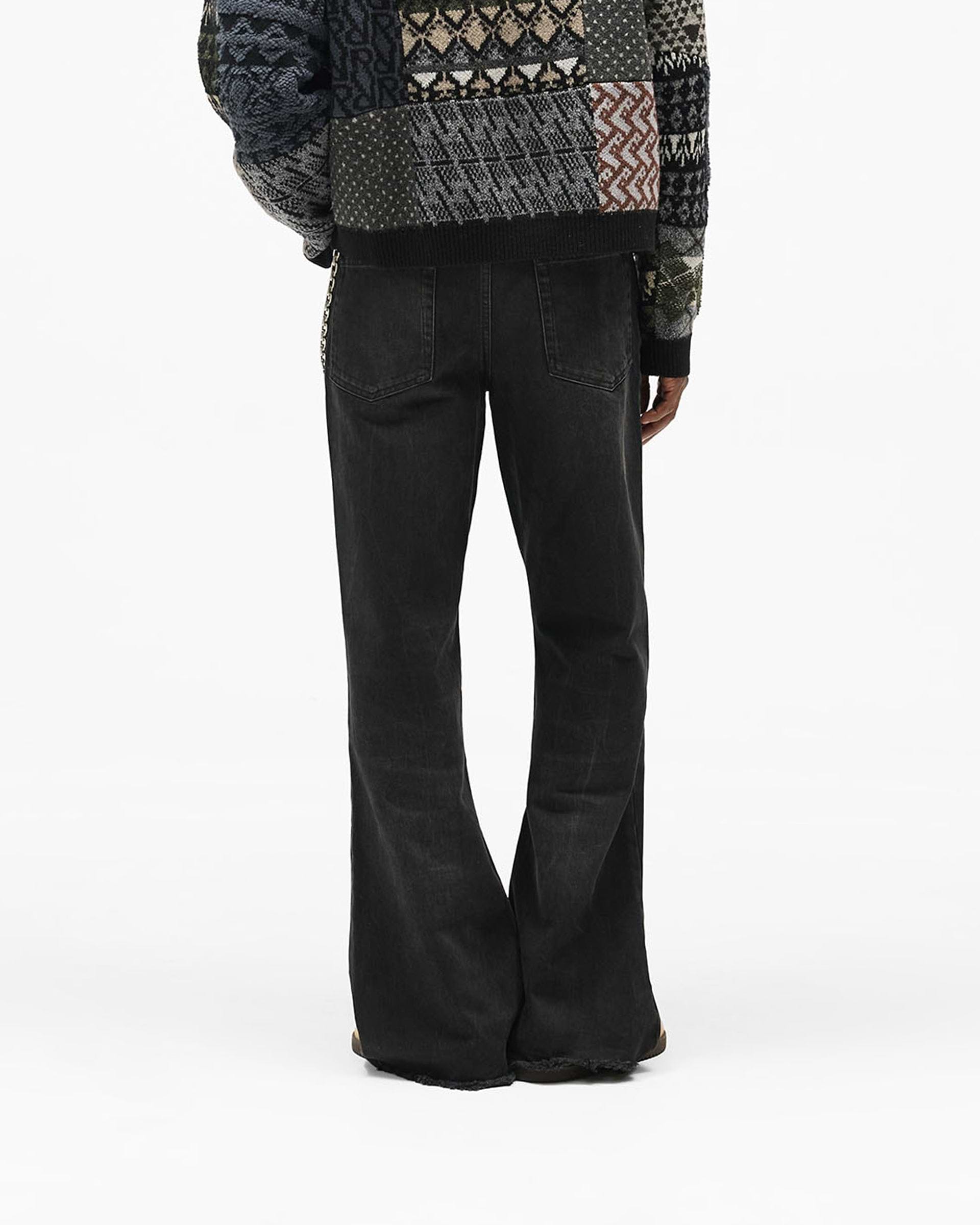 R6 Flare Denim - Black - Cropped Model - Back