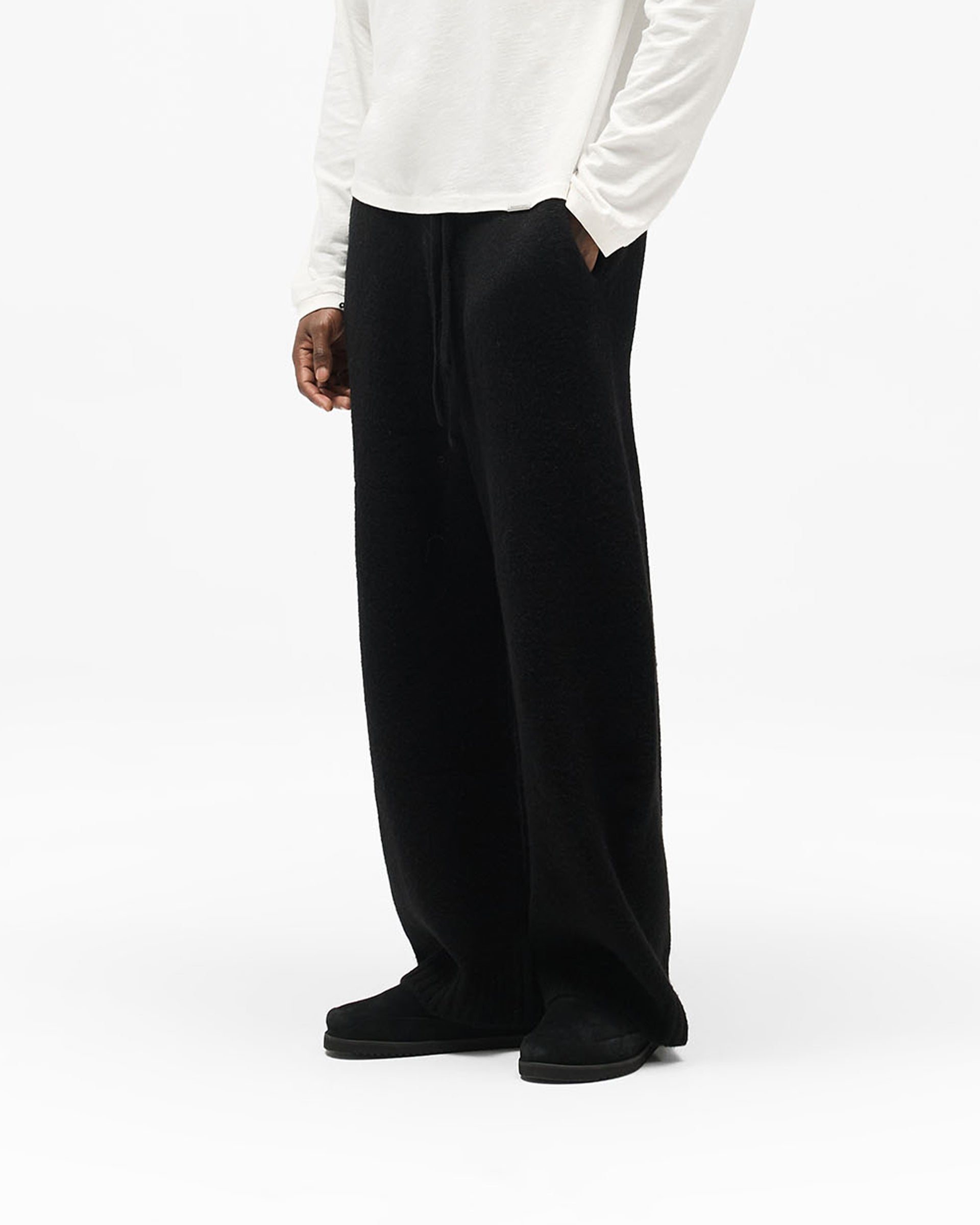 Ramone Knit Sweatpant - Jet Black - Cropped Model - Side