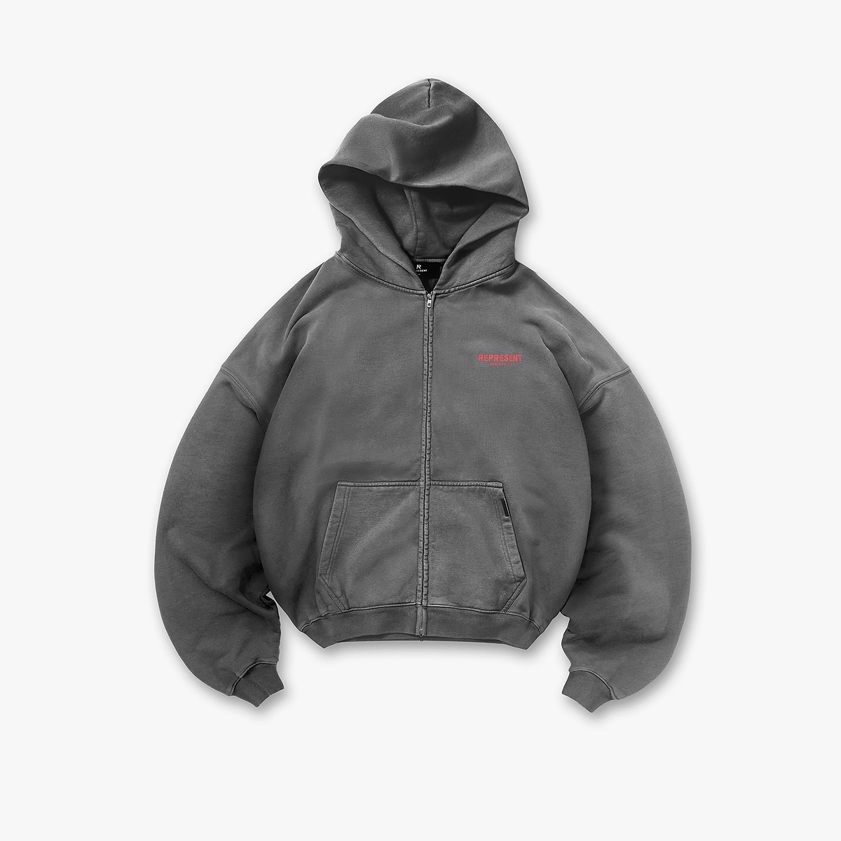 Represent Owners Club Zip Hoodie - Washed Black