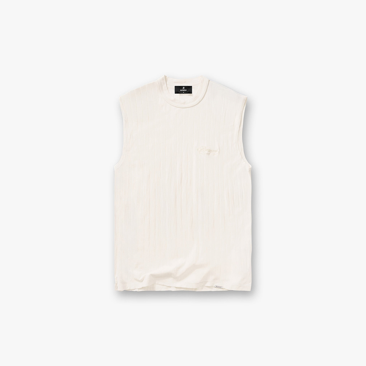 Slub Script Tank - Aged White