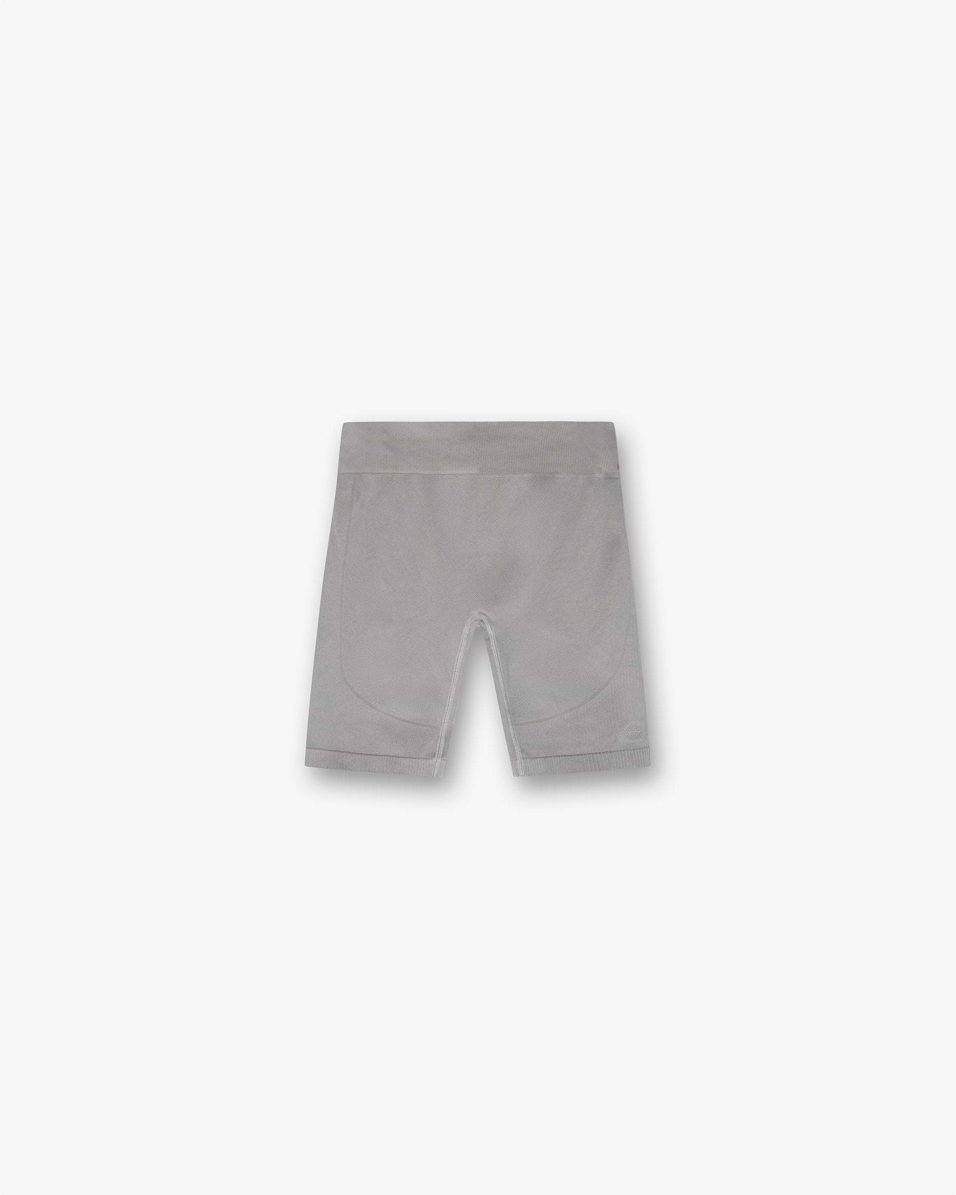 Front product image of mens grey seamless shorts on a plain white background | 247 DNA Seamless Shorts in Titanium | Seamless shorts with ribbed waist | 247 Shorts | Represent Clo