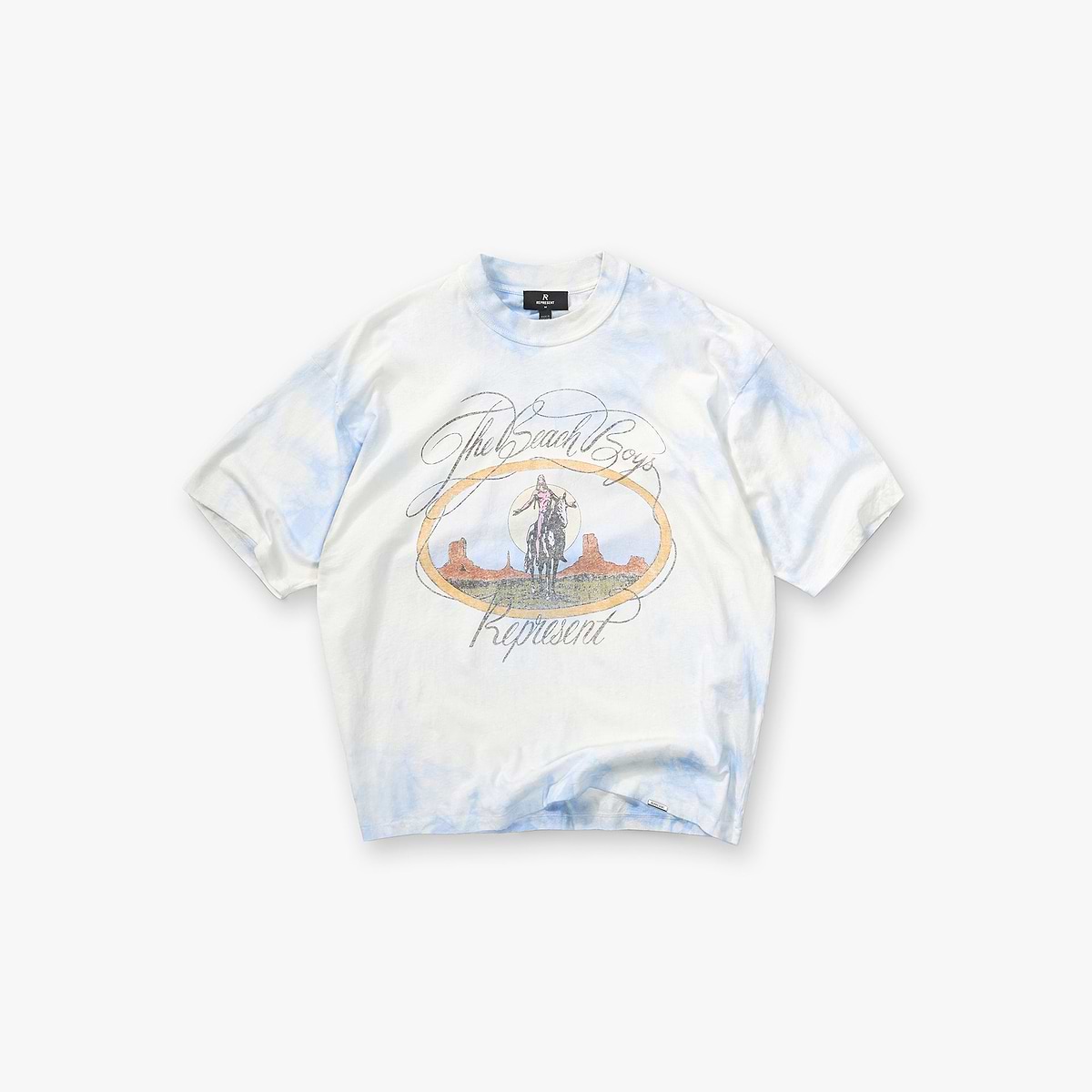Represent x Beach Boys Script T-Shirt - Blue Tie Dye