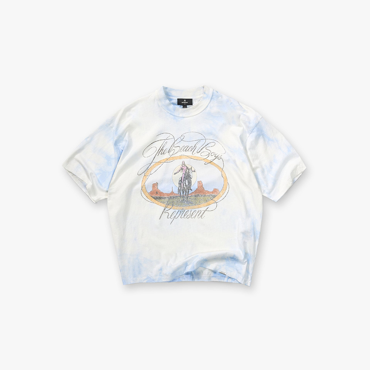 Represent x Beach Boys Script T-Shirt - Blue Tie Dye