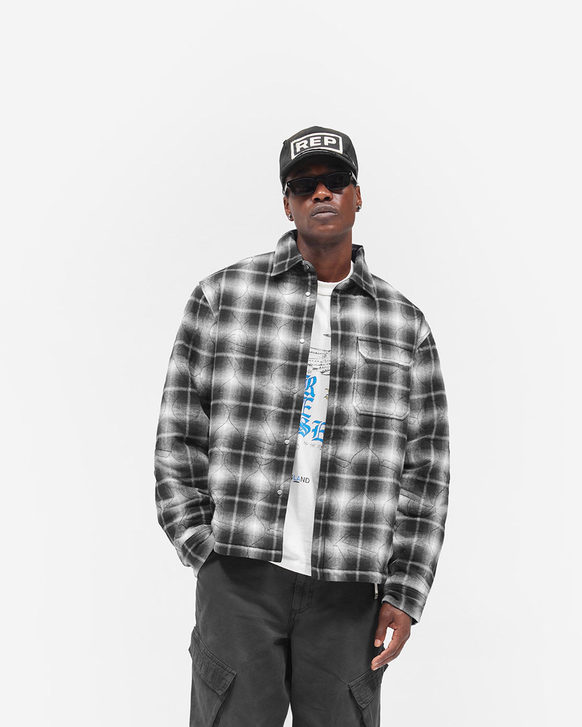 Logo Quilted Shirt - Black