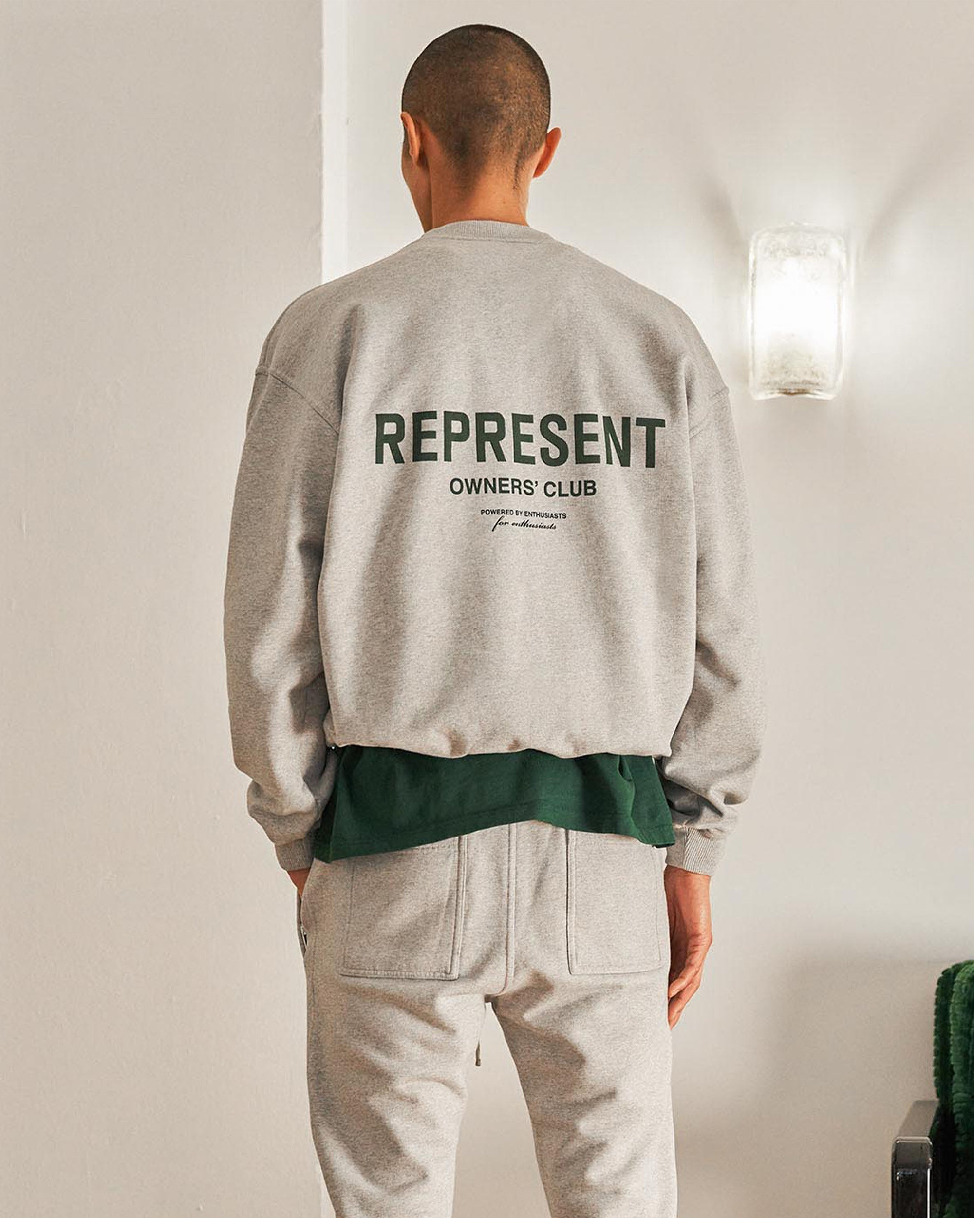 Represent Owners Club Sweater - Ash Grey Racing Green