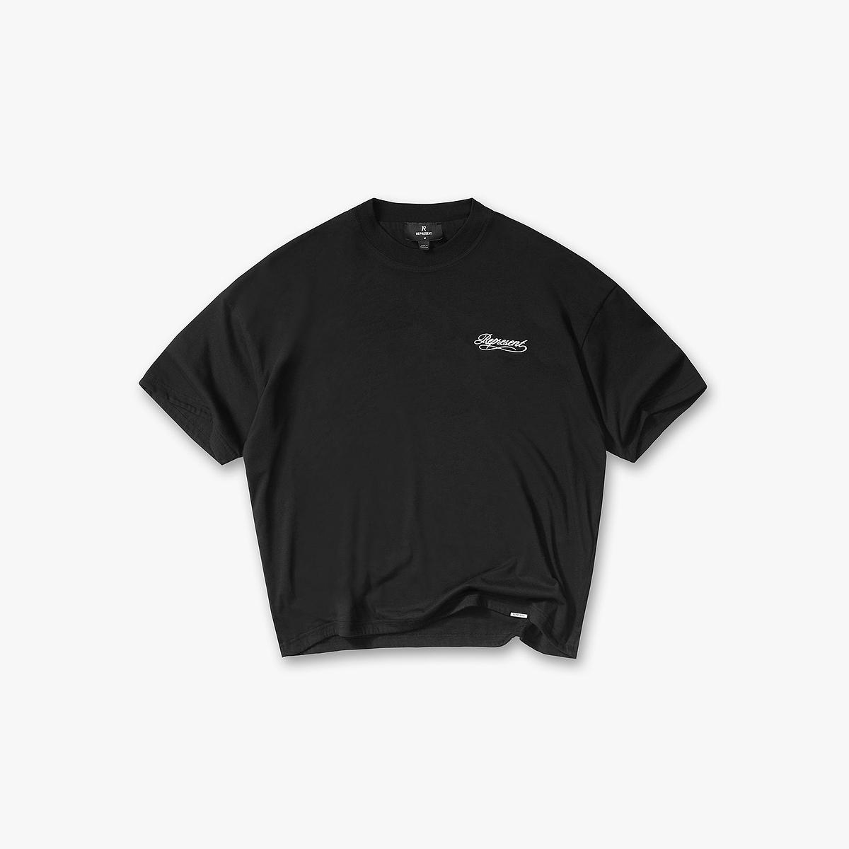 Dual Layer Script T-Shirt - Jet Black