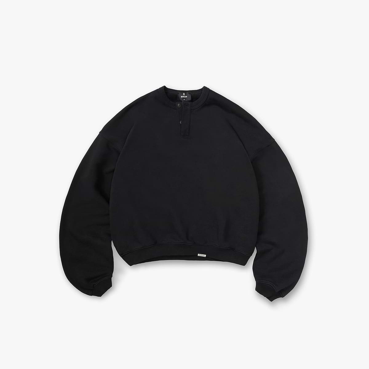 Initial Henley Collar Sweater - Jet Black