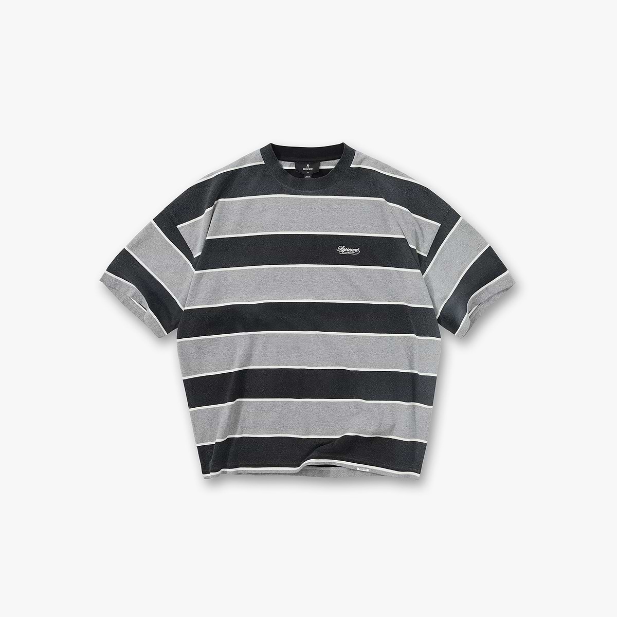 Calfornia Striped T-Shirt - Jet Black Grey Marl