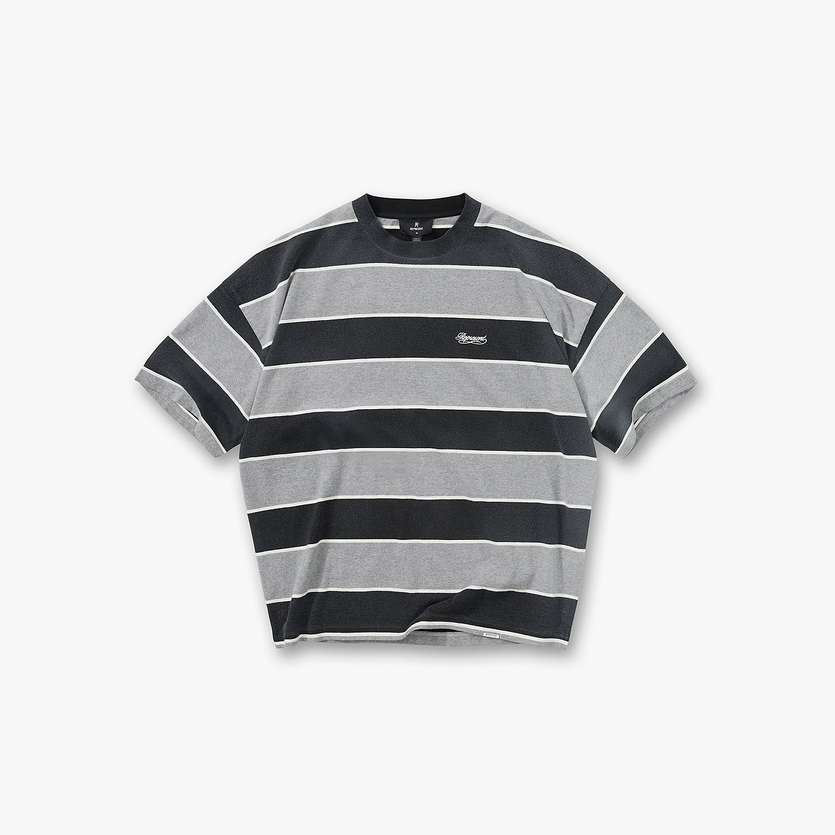 Calfornia Striped T-Shirt - Jet Black Grey Marl