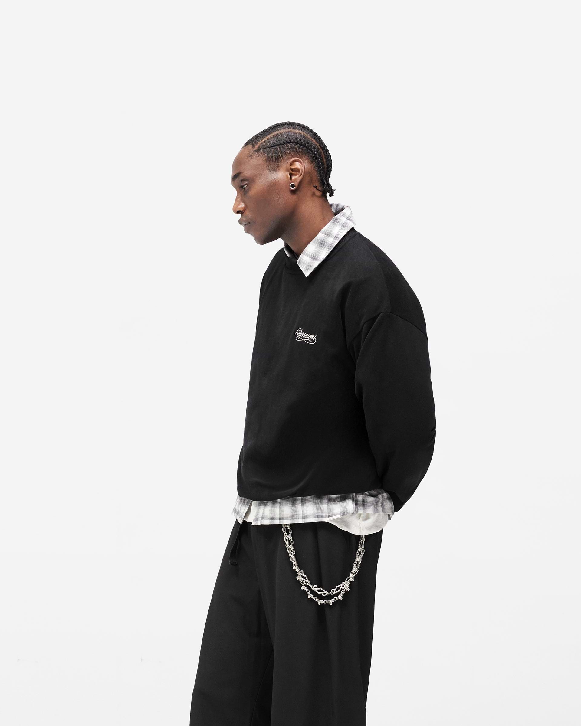 Dual Layer Script Sweater - Jet Black