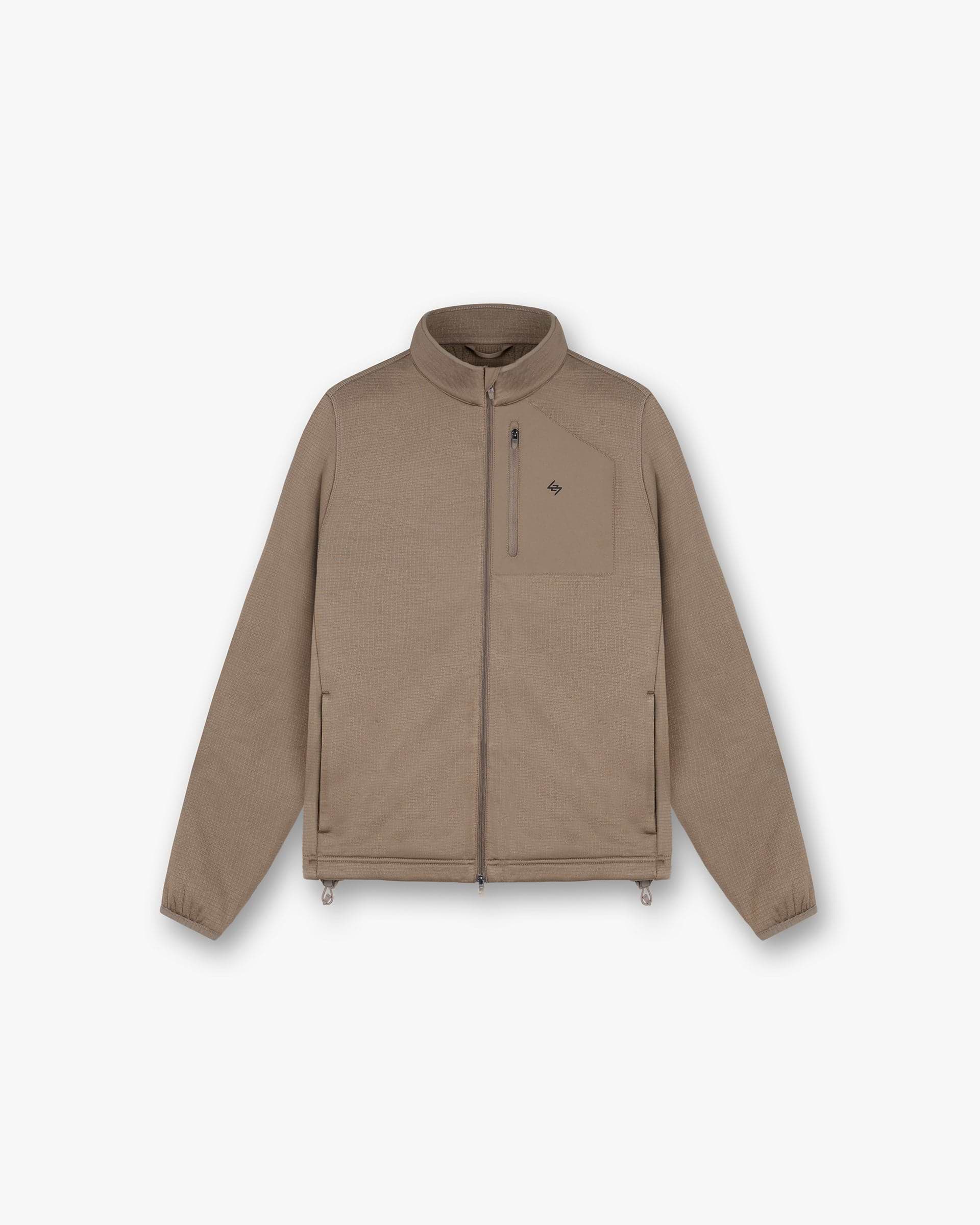 Front product image of a mens brown fleece on a plain white background | 247 Full Zip Fleece in Umber | Full zip fleece with soft texture | 247 Outerwear | Represent Clo