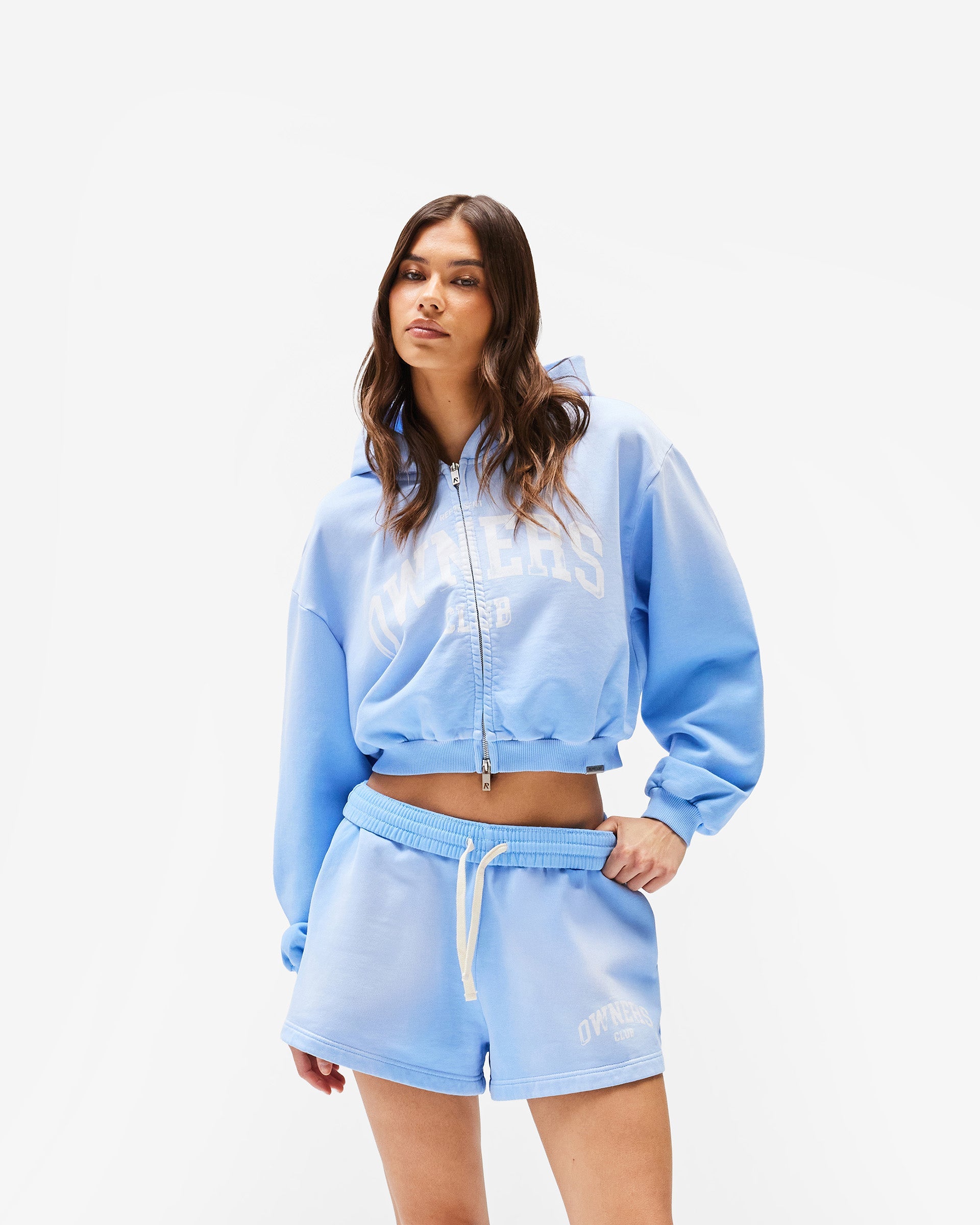 Represent Owners Club Zip Through Hoodie - Sky Blue