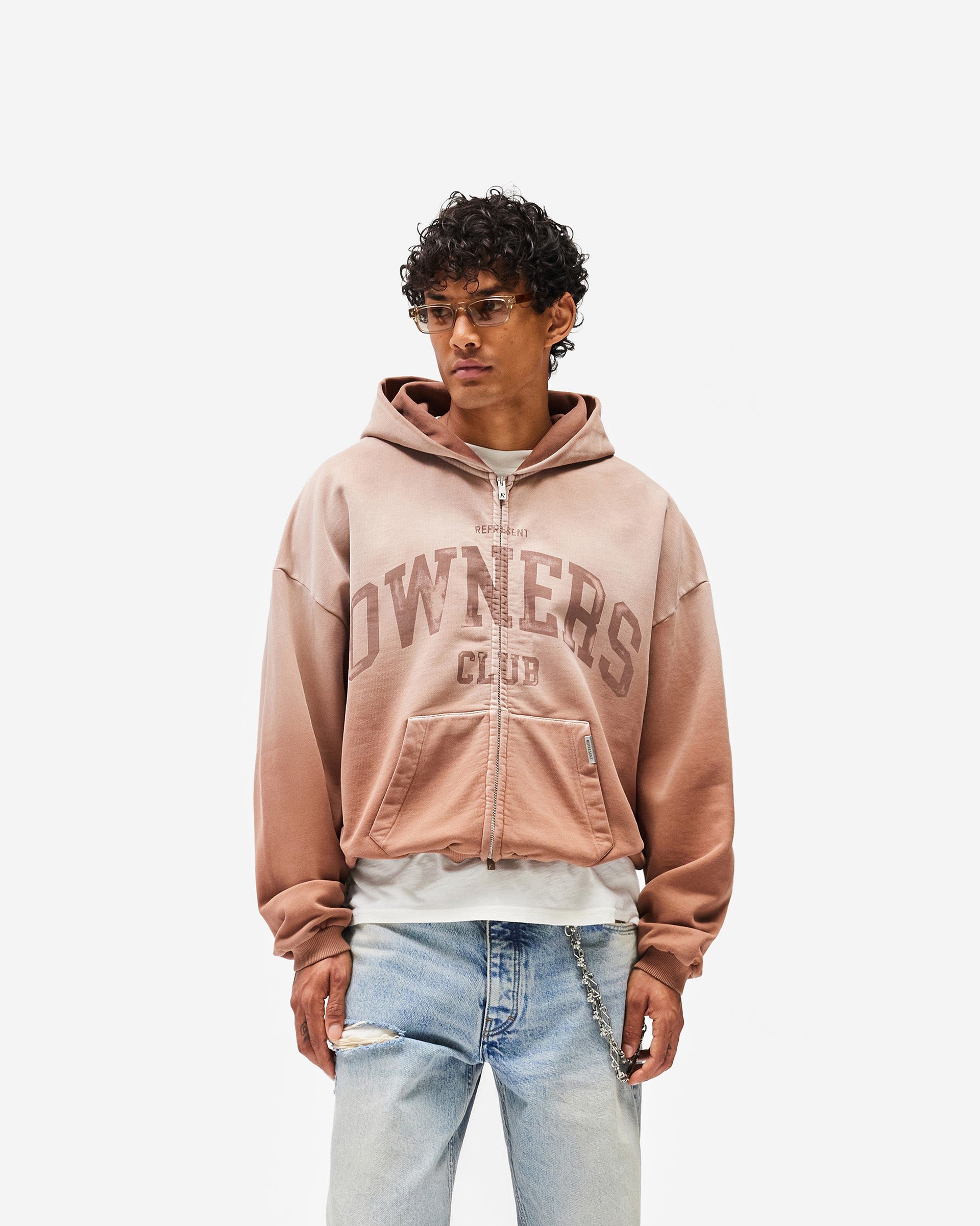 Represent Owners Club Zip Through Hoodie - Sienna