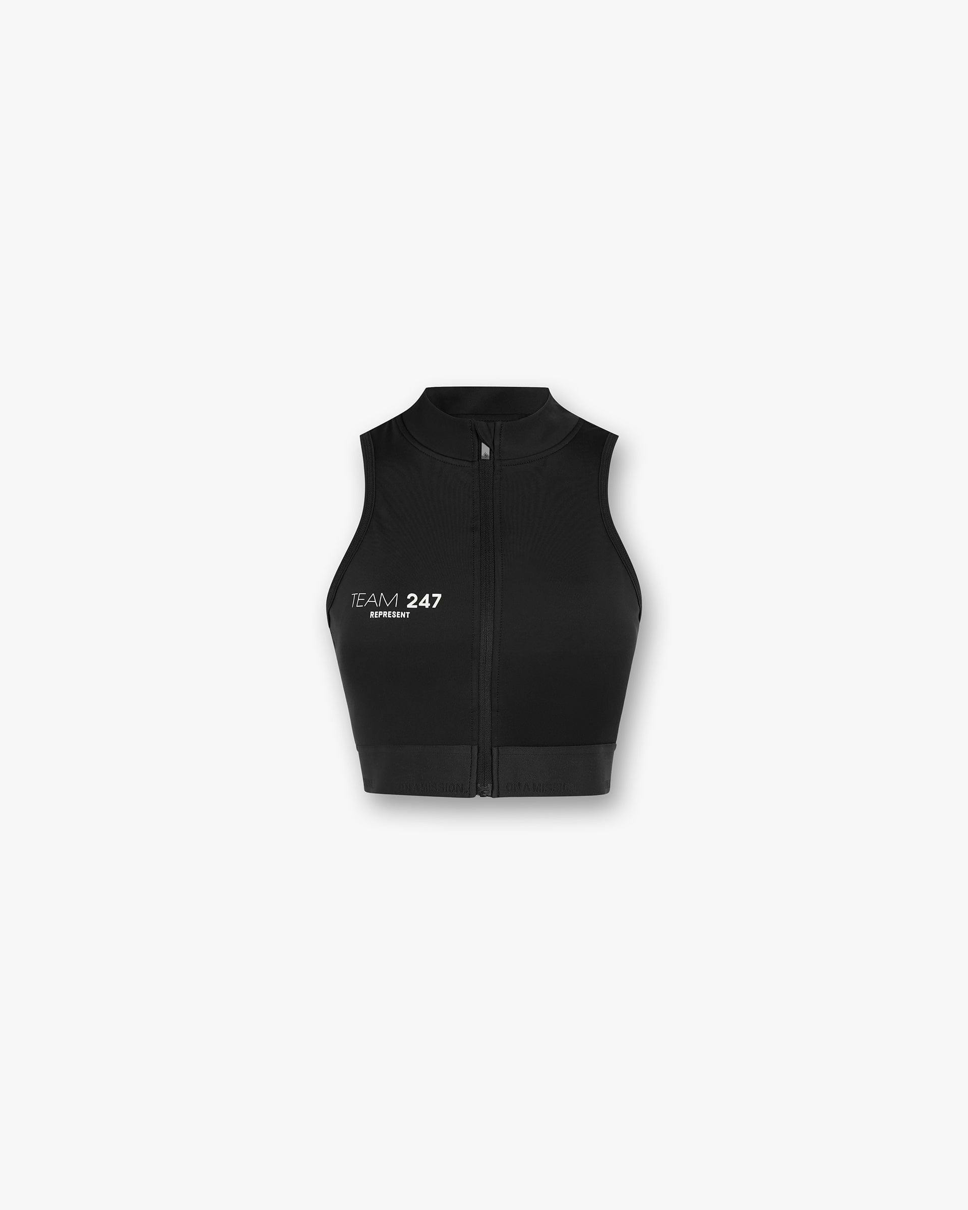 247 Zip Front Performance Crop - Black