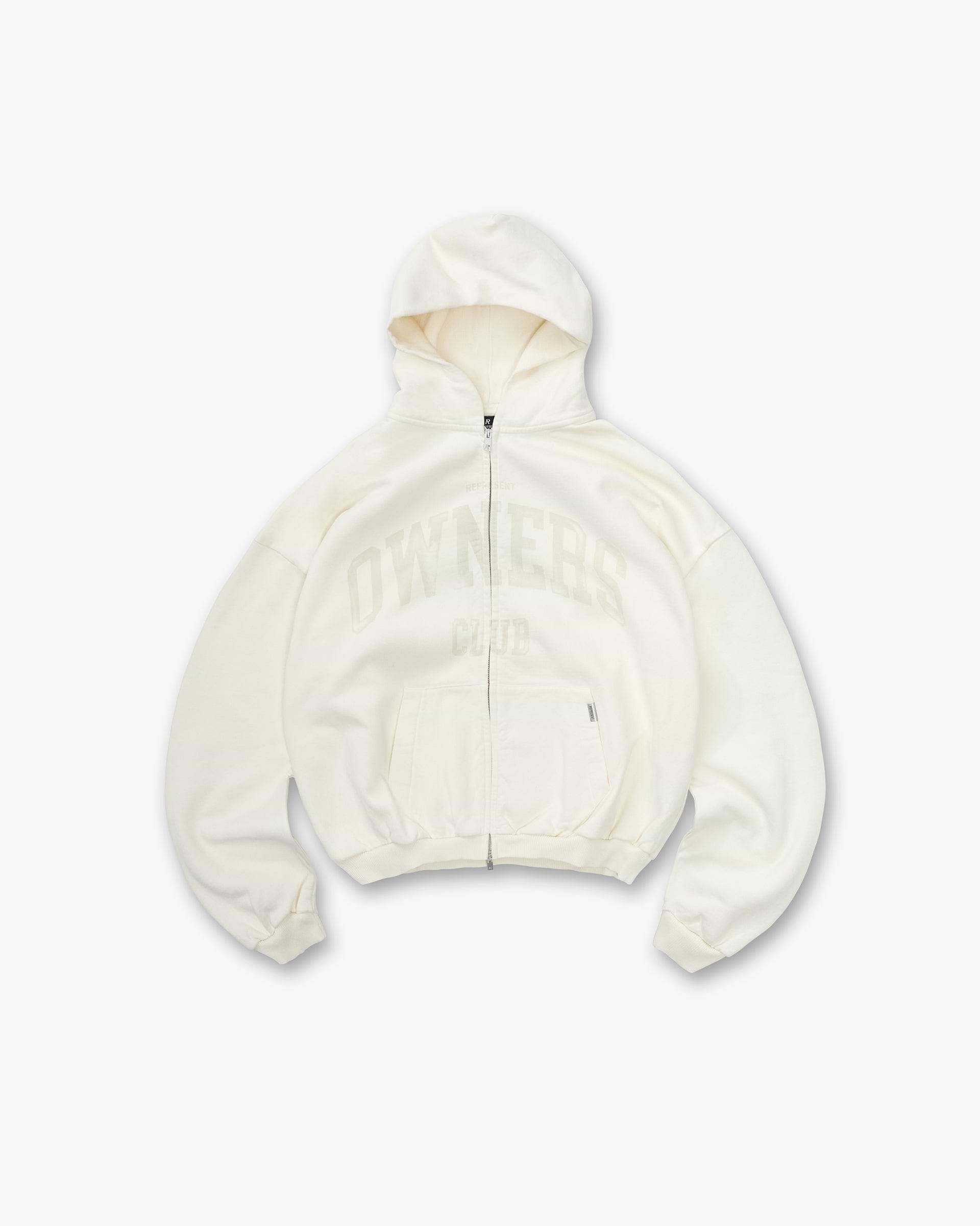 Represent Owners Club Zip Through Hoodie - Chalk
