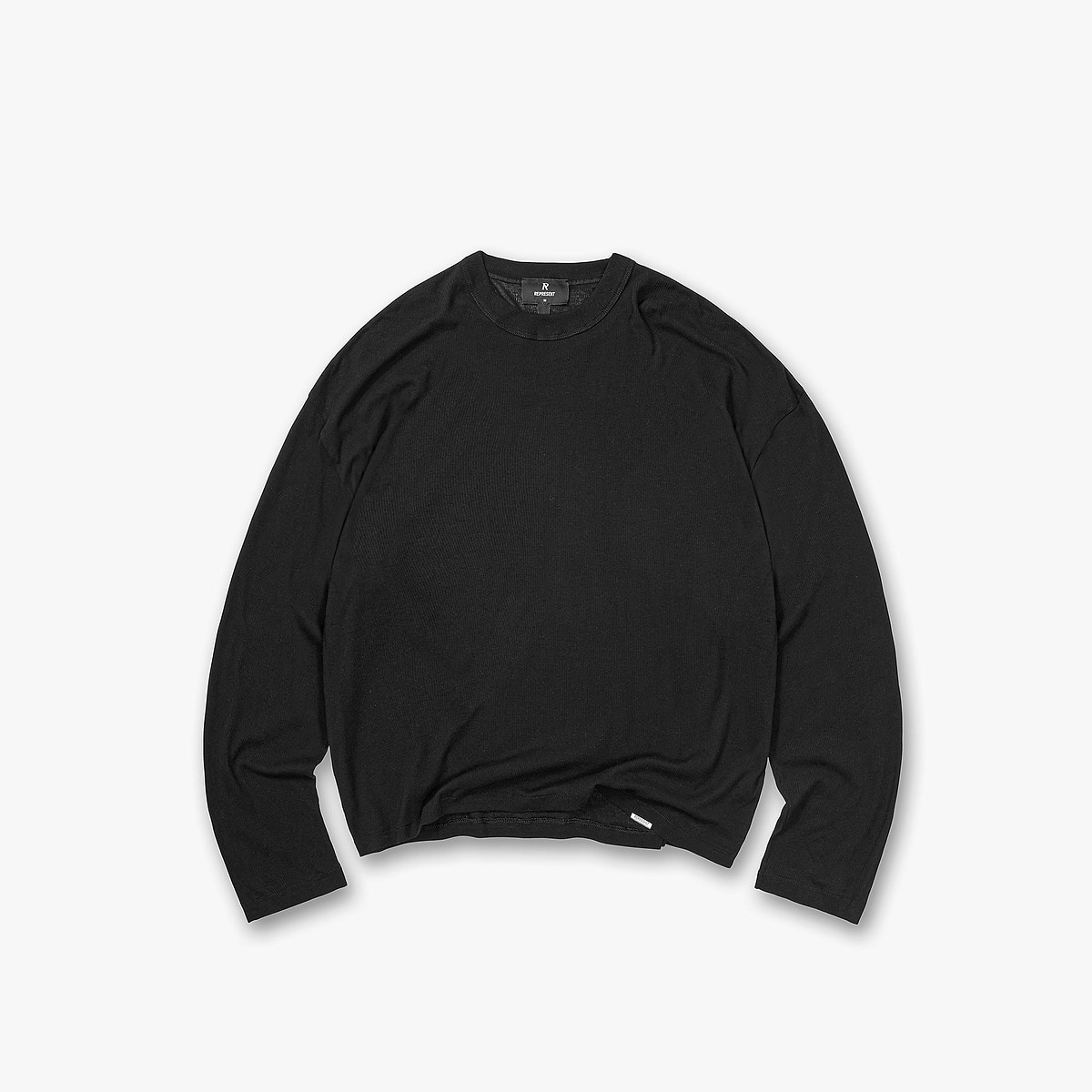 Initial Sheer Rib Long Sleeve T-Shirt - Jet Black